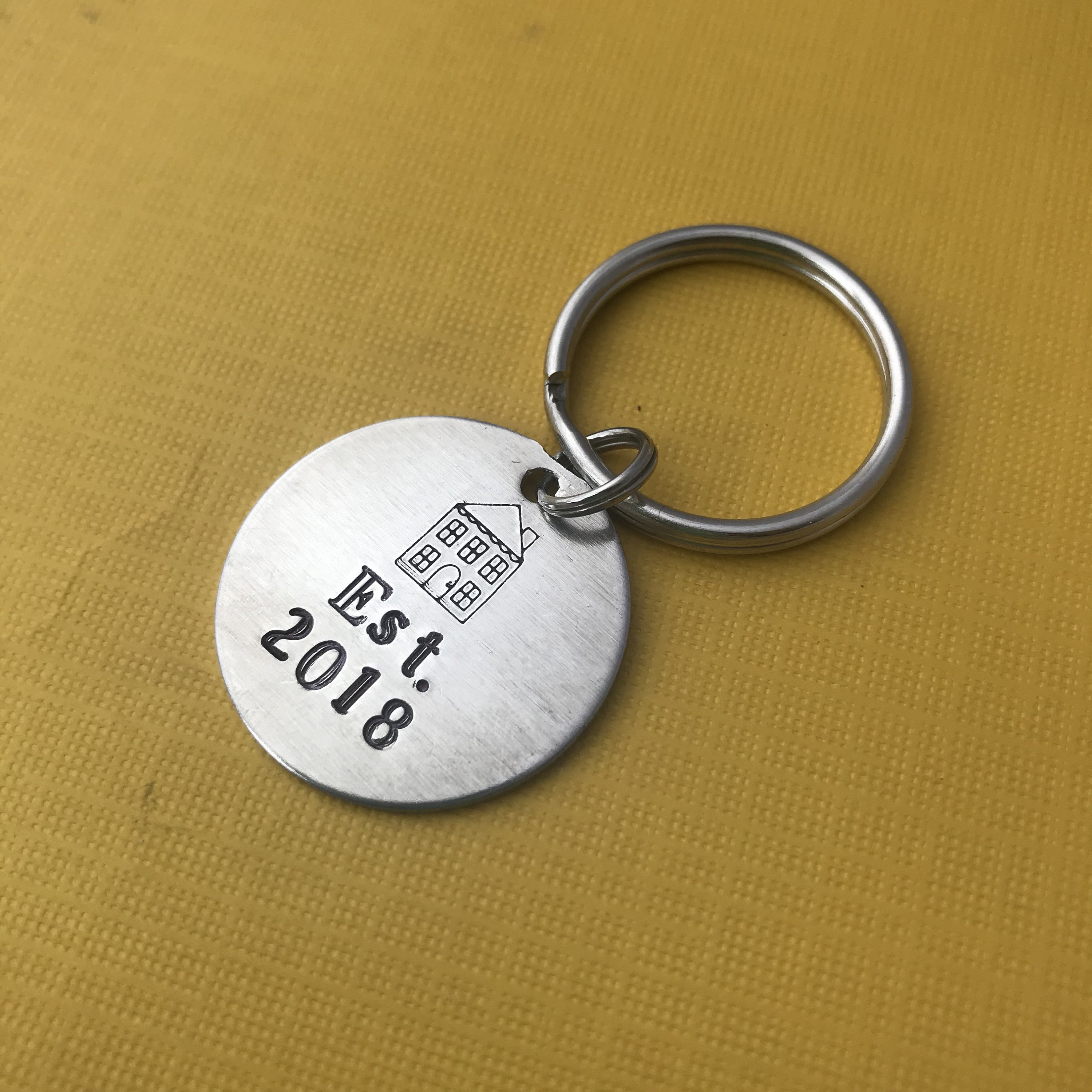 Personalized Housewarming Keychain: Hand Stamped New Home Gift, view 3