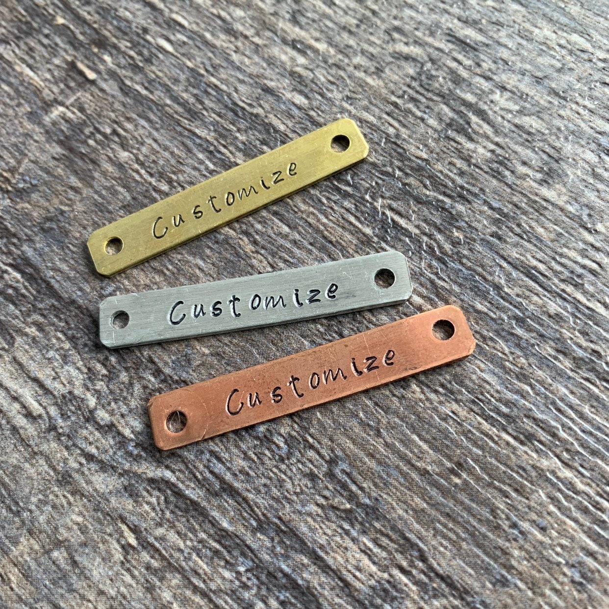 Custom Hand Stamped Metal Bracelet Charm: Personalized Tag