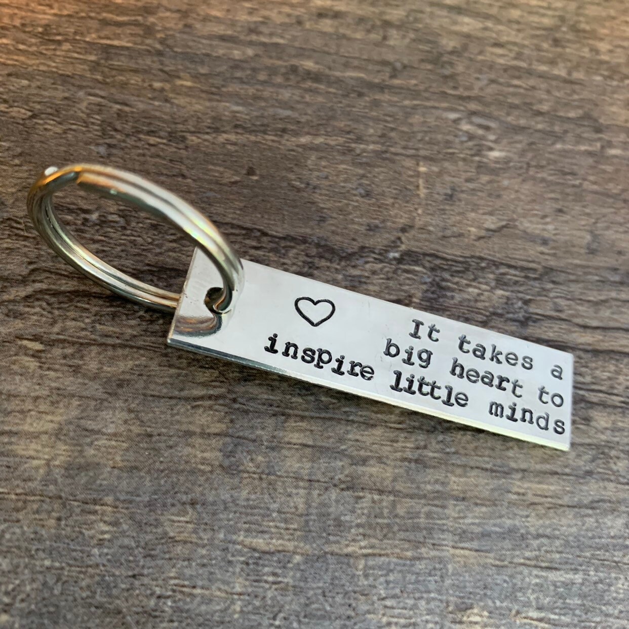 Hand Stamped Aluminum Teacher Keychain: 'Inspire Little Minds' Gift, view 2