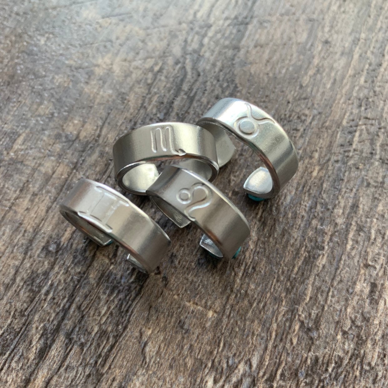 Hand Stamped Aluminum Zodiac Sign Ring