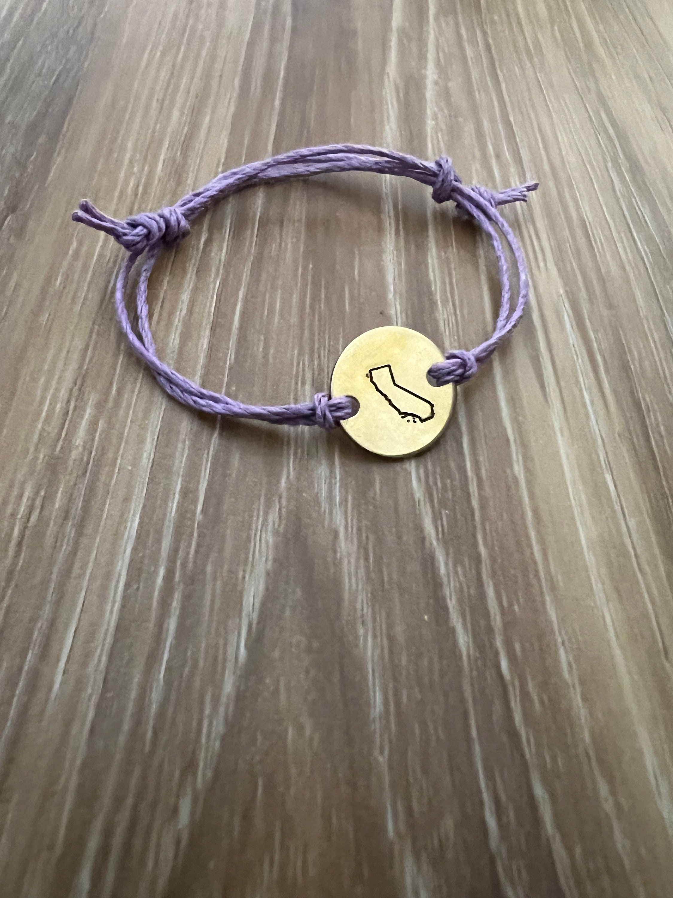 State Brass Charm Hemp Bracelet, view 2
