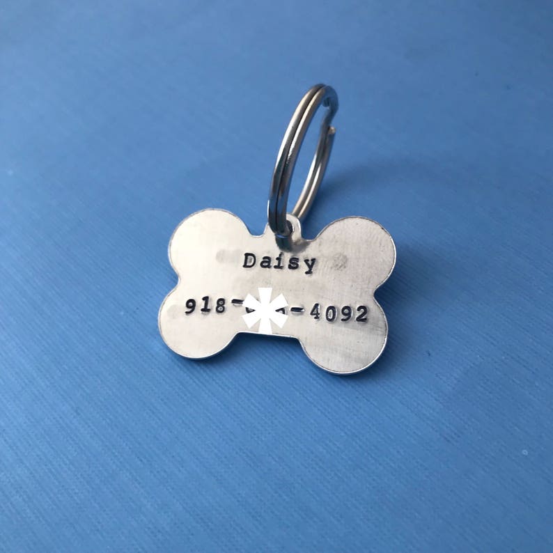 Have your People Call my People Custom Hand Stamped Aluminum Pet Tag with Name & Phone Number on Back image 4