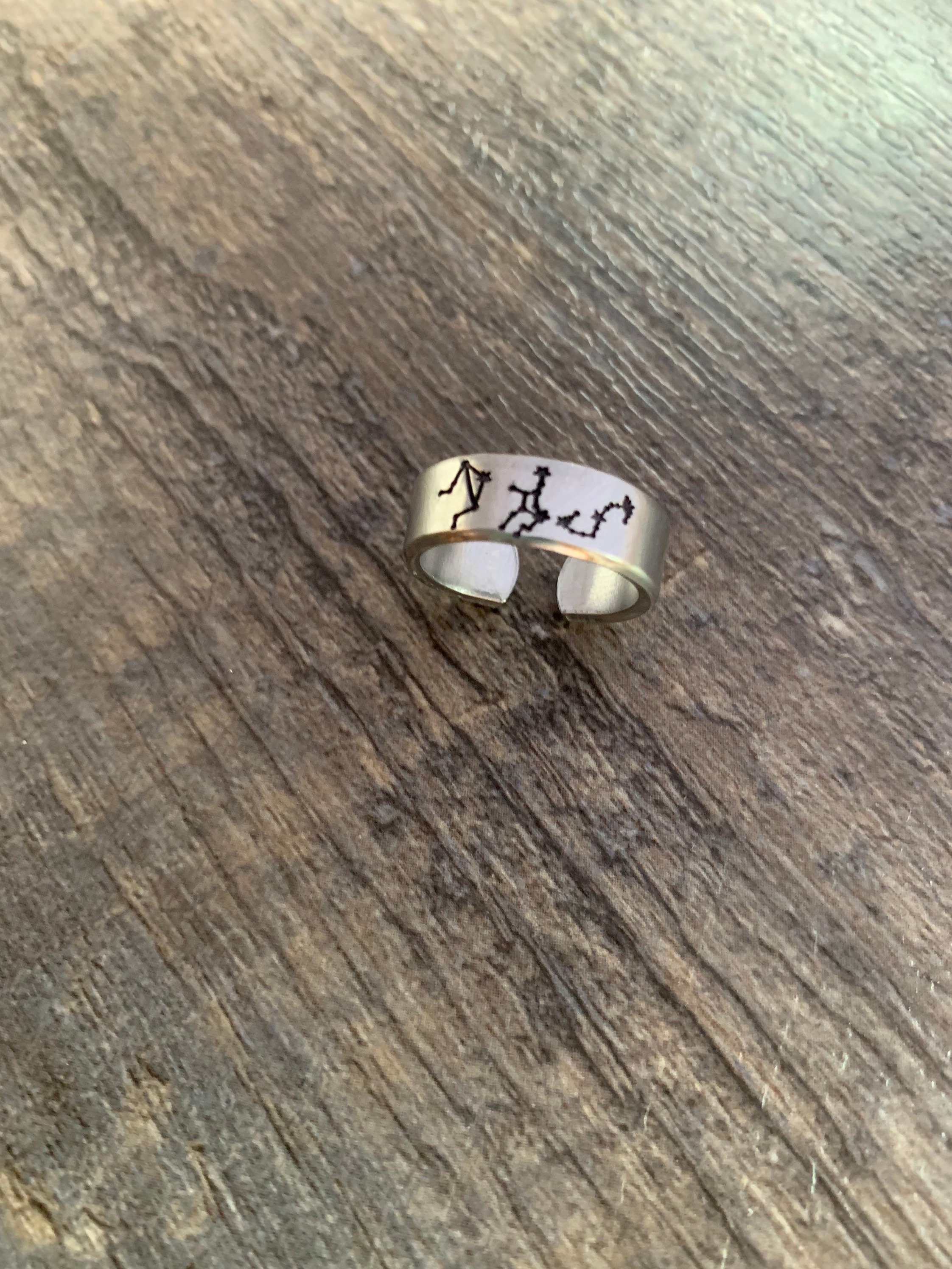 Zodiac Constellation Ring: Sun, Moon & Rising Sign - Aluminum, view 2