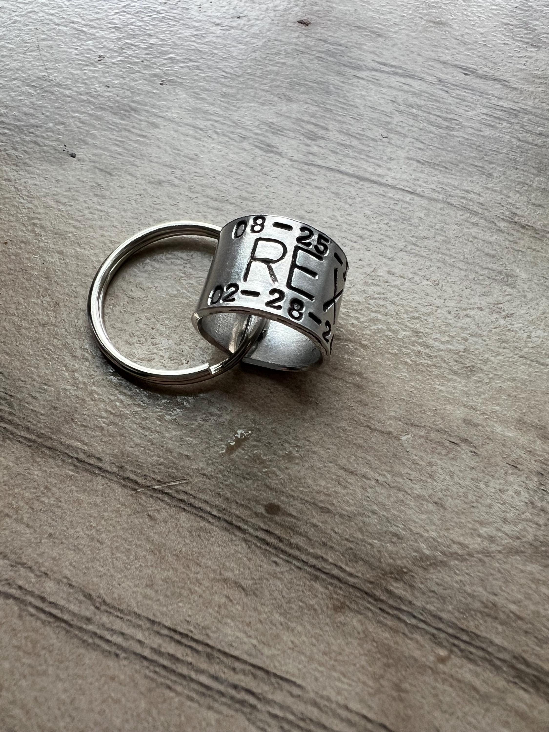 Bird Dog Memorial Duck Band Style Keychain- Hand Stamped Aluminum Ring- Custom Dog Name
