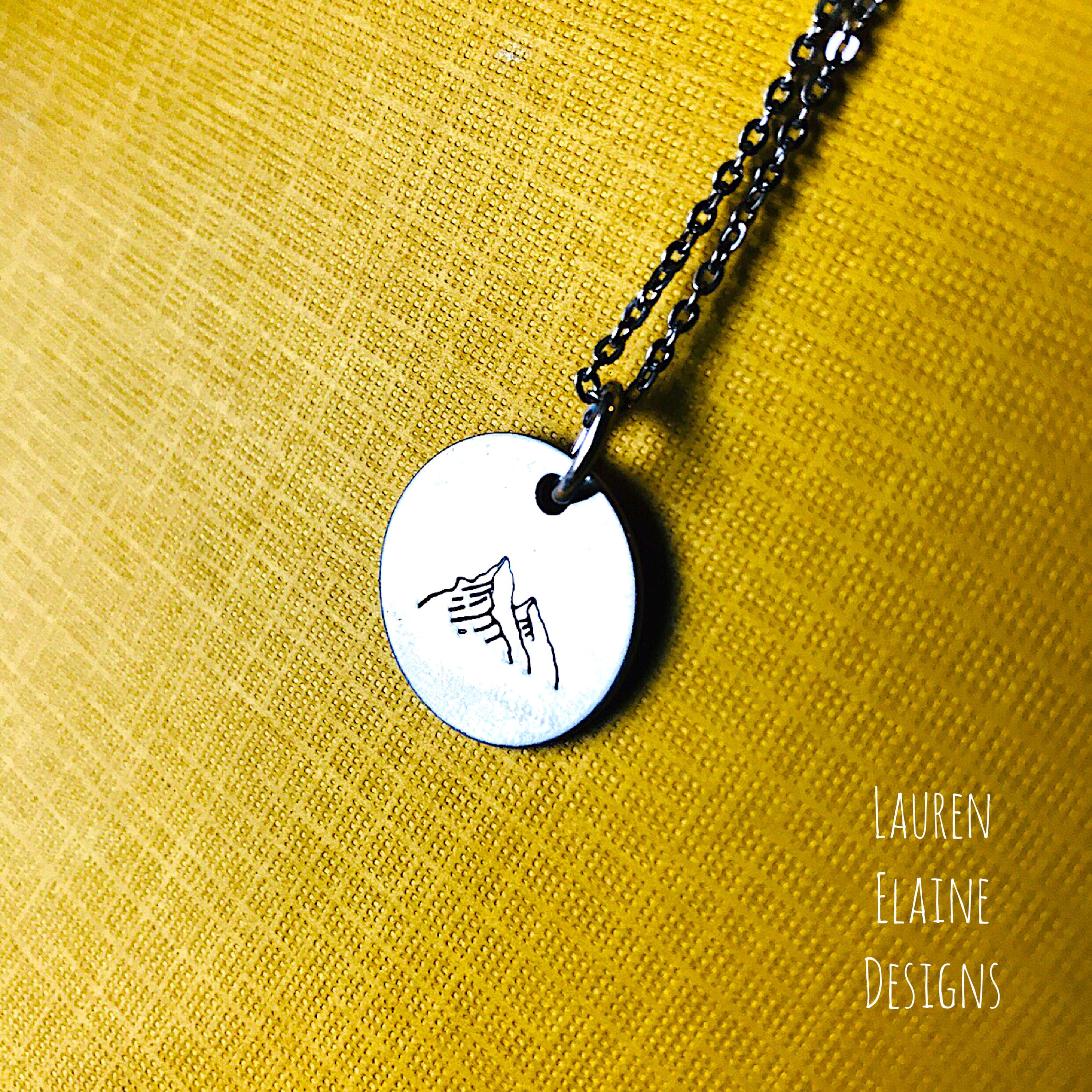 Mountain Necklace- Hand Stamped Aluminum, Copper, or Brass Charm Necklace, view 2