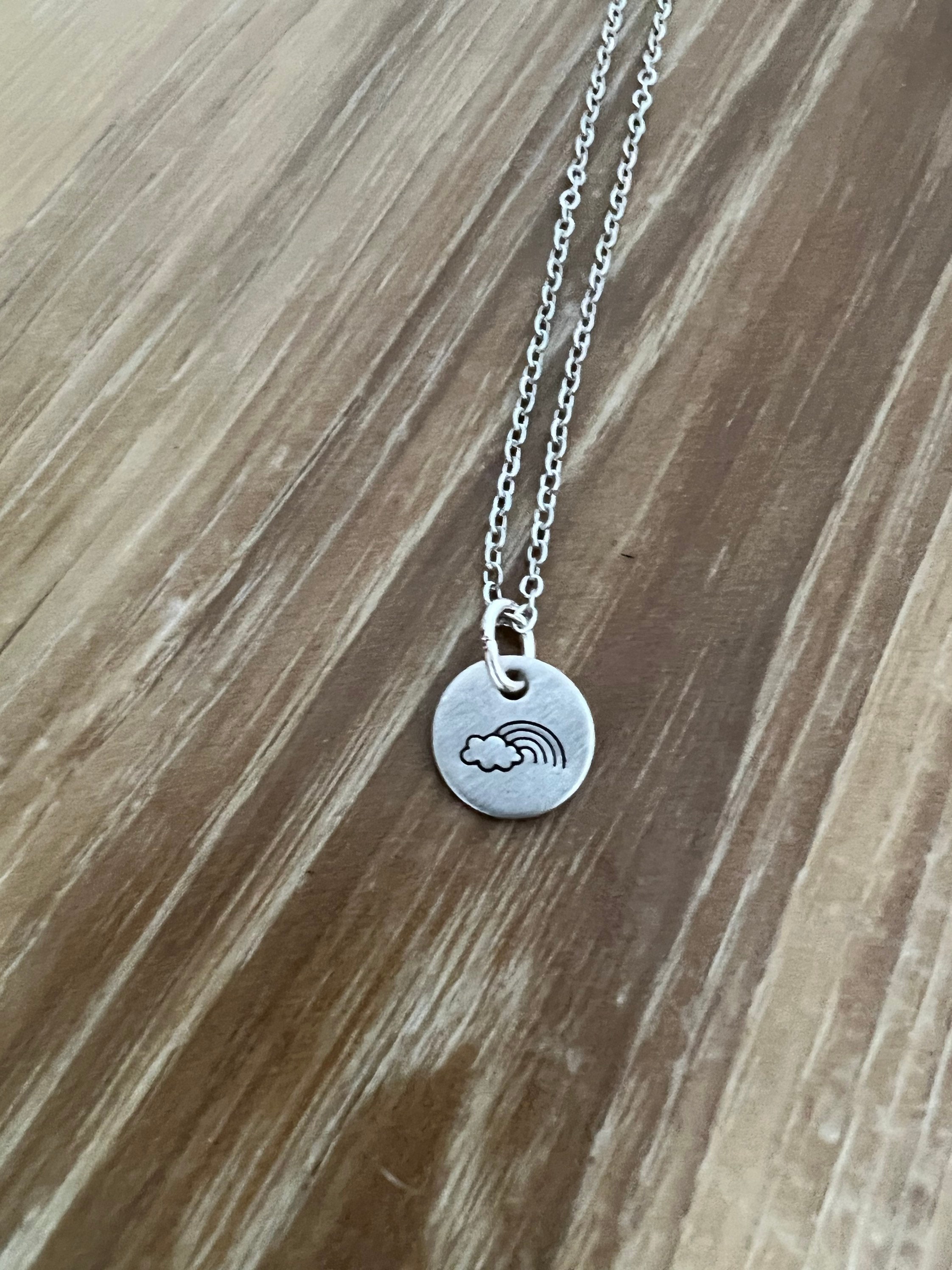Rainbow Charm Necklace- Hand Stamped, view 2