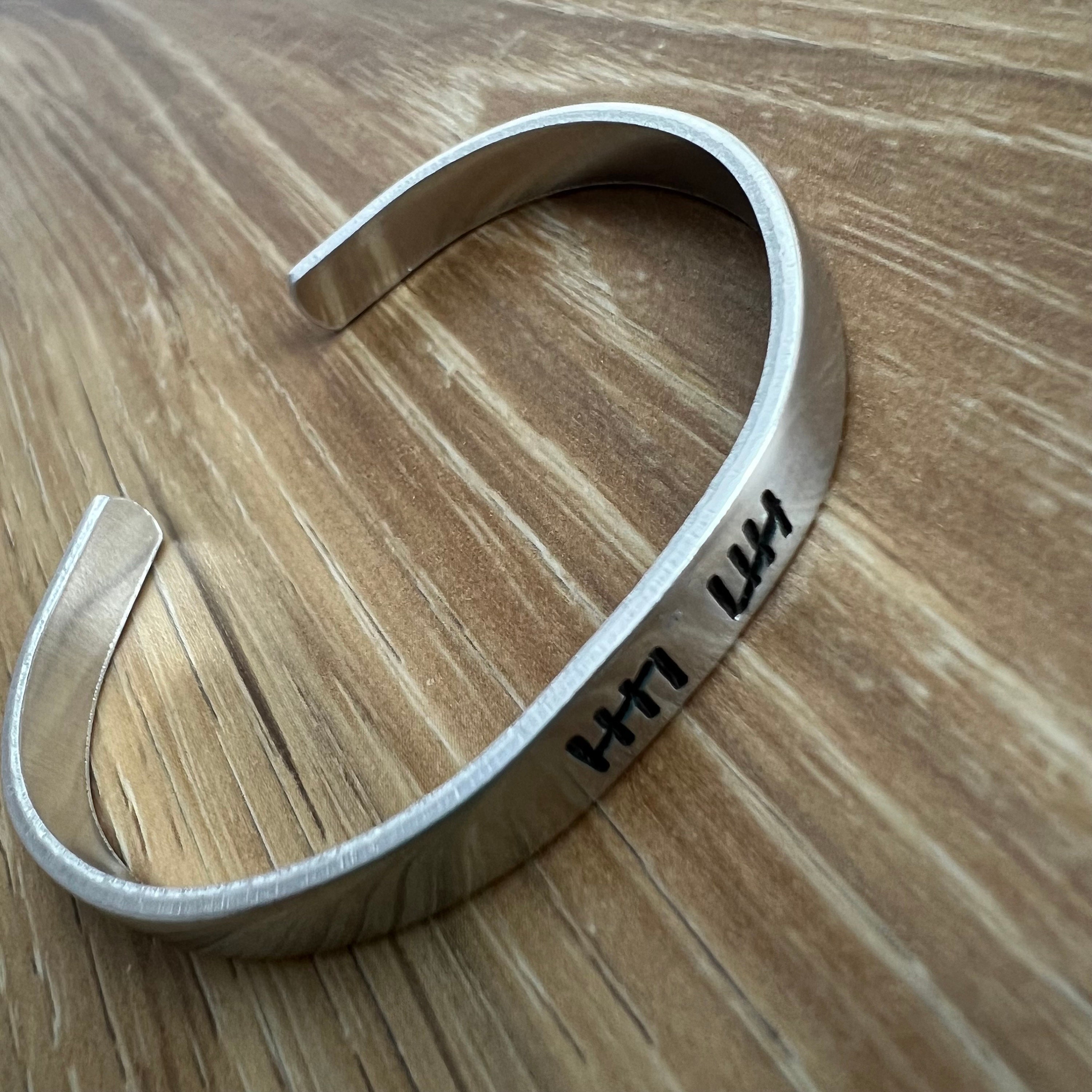 Custom Tally Mark Bracelet: Hand Stamped Anniversary Cuff, view 4