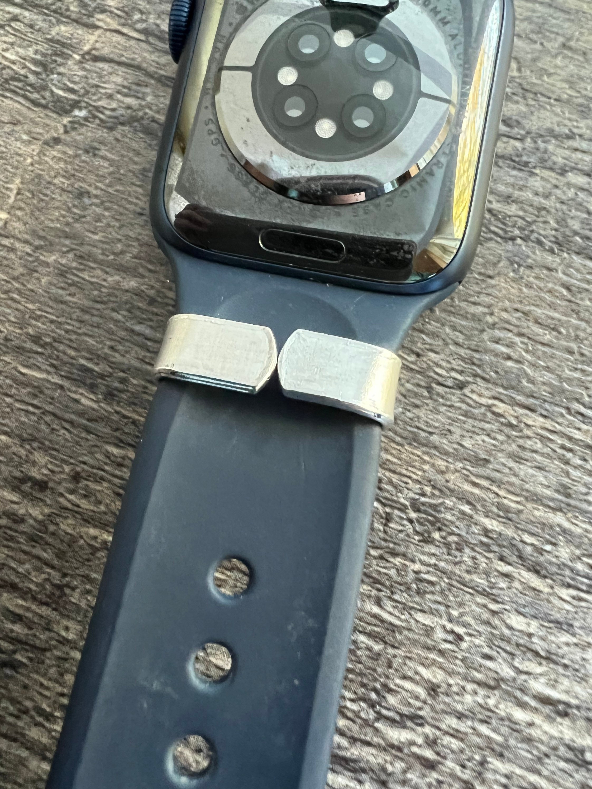 Hand Stamped Watch Band Charm Tag: Personalized Aluminum Smartwatch Accessory, view 4