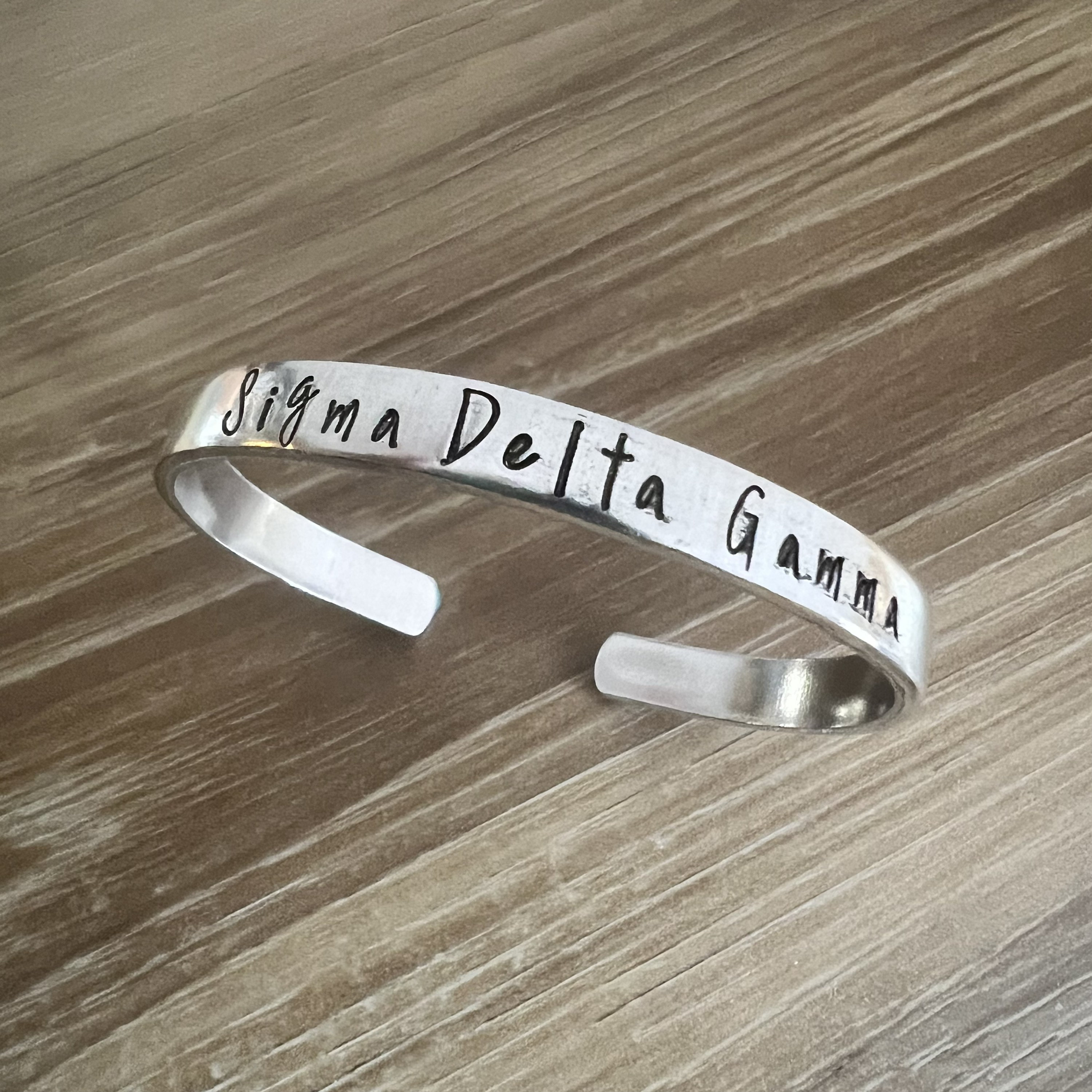 Greek Sorority or Fraternity Hand Stamped Cuff Bracelet, view 2