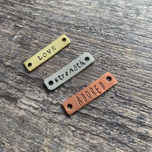 Custom Hand Stamped Bracelet Charm: Brass, Aluminum, or Copper