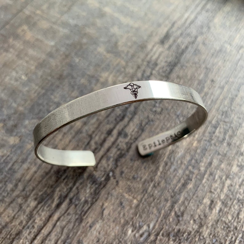 Medical ID Bracelet- Hand Stamped Cuff Bracelet image 2