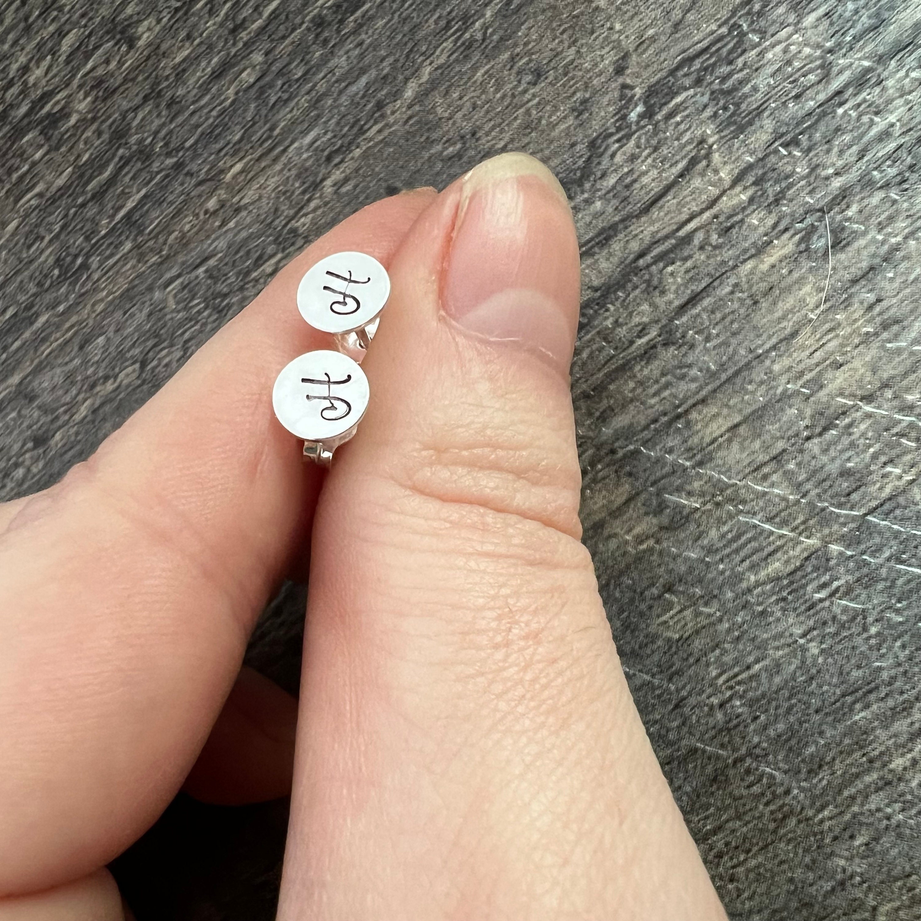 Sterling Silver Initial Stud Earrings, view 3