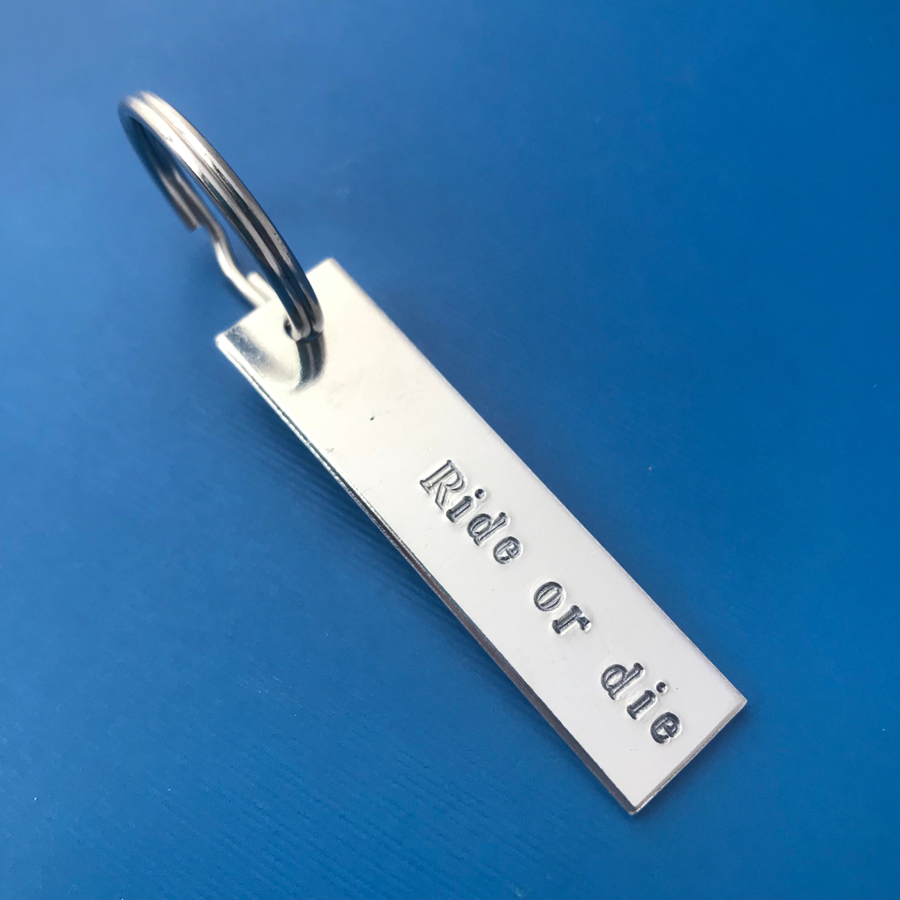 Ride Or Die - Best Friend, Couples, Anniversary Gift -Hand Stamped Aluminum Keychain, view 4