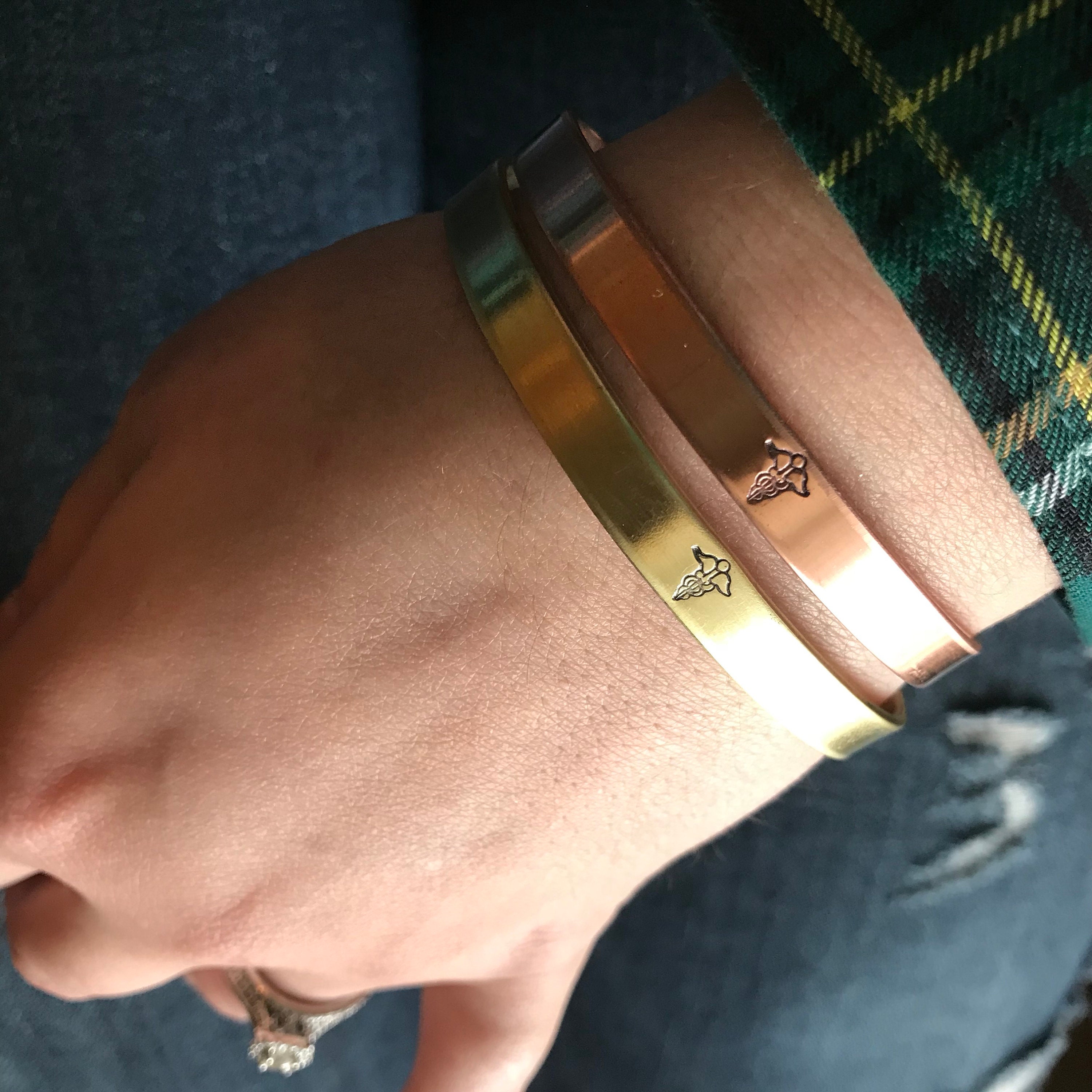 Medical ID Bracelet- Hand Stamped Cuff Bracelet, view 3
