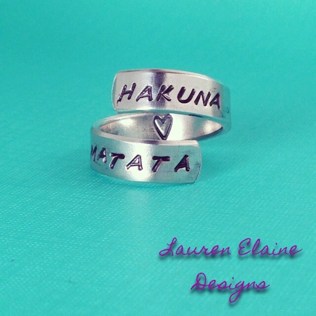 Custom Hand Stamped Aluminum Spiral Ring: Personalized Phrase, view 4