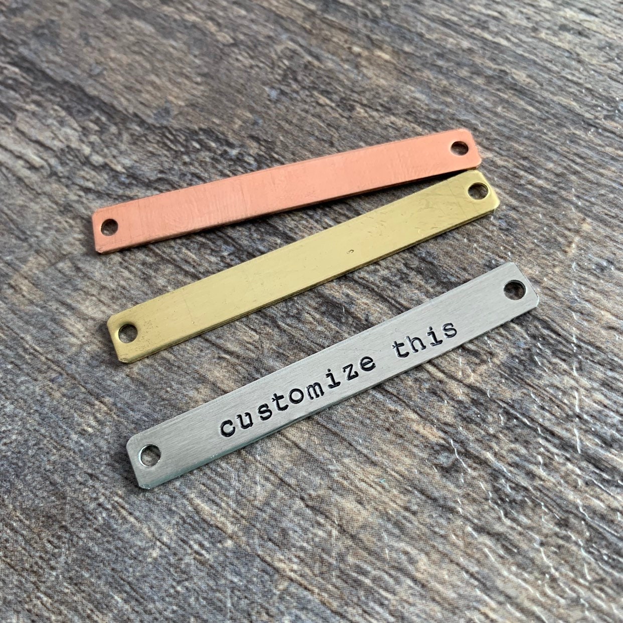 Hand Stamped Bracelet Charm: Custom Brass, Aluminum, or Copper Tag