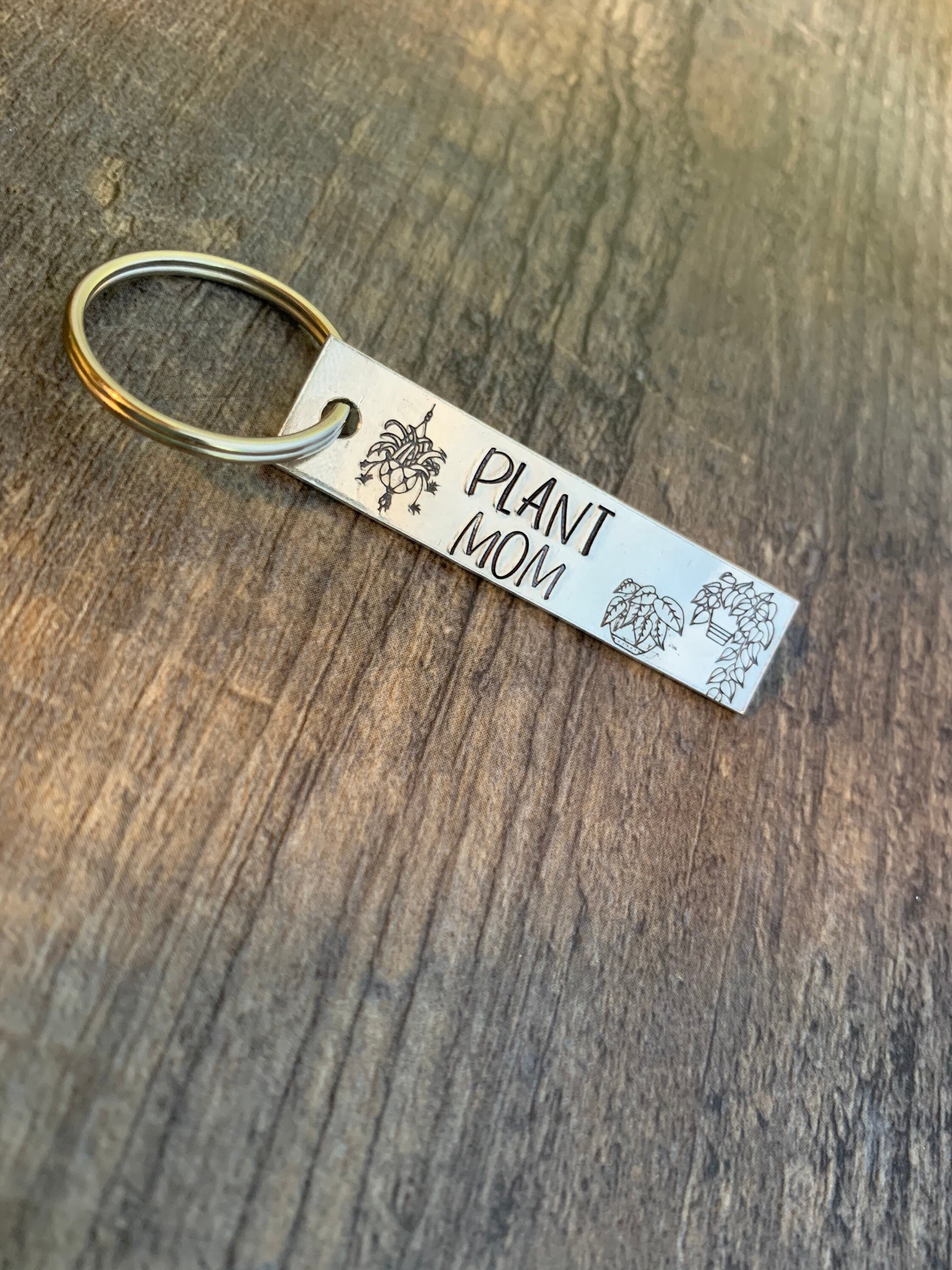 Plant Mom/Dad Keychain: Hand Stamped Aluminum Plant Lover Gift