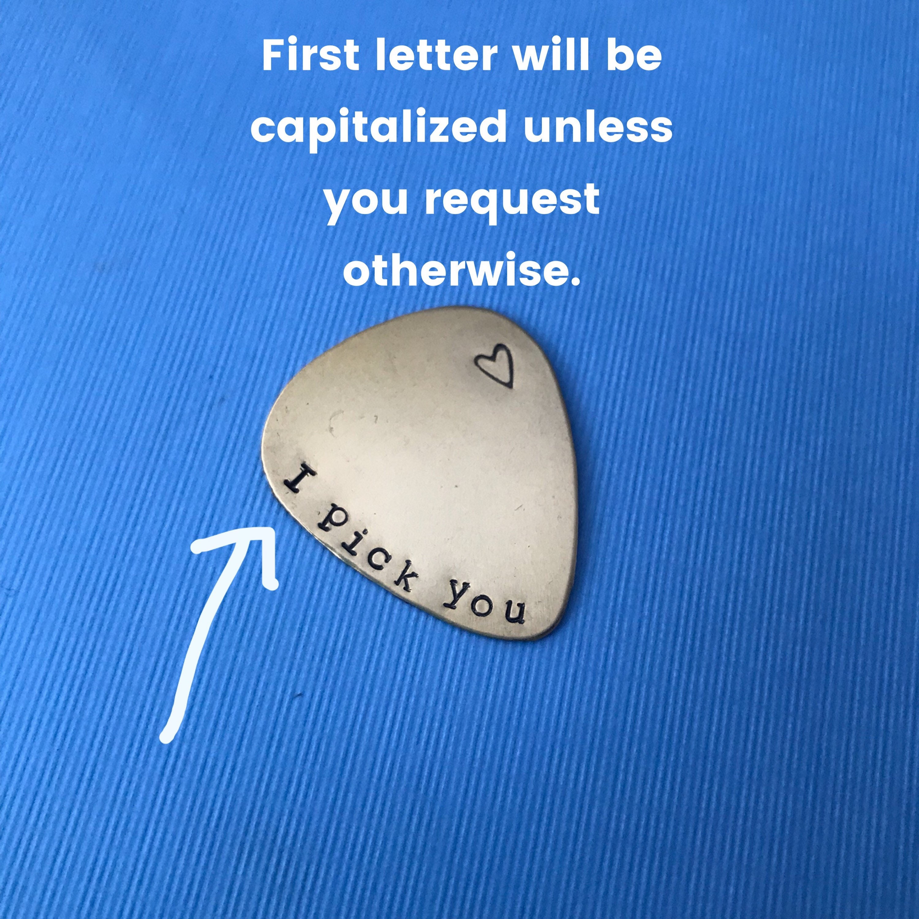 Hand Stamped Guitar Pick Keychain: Personalized Musician Gift, view 3