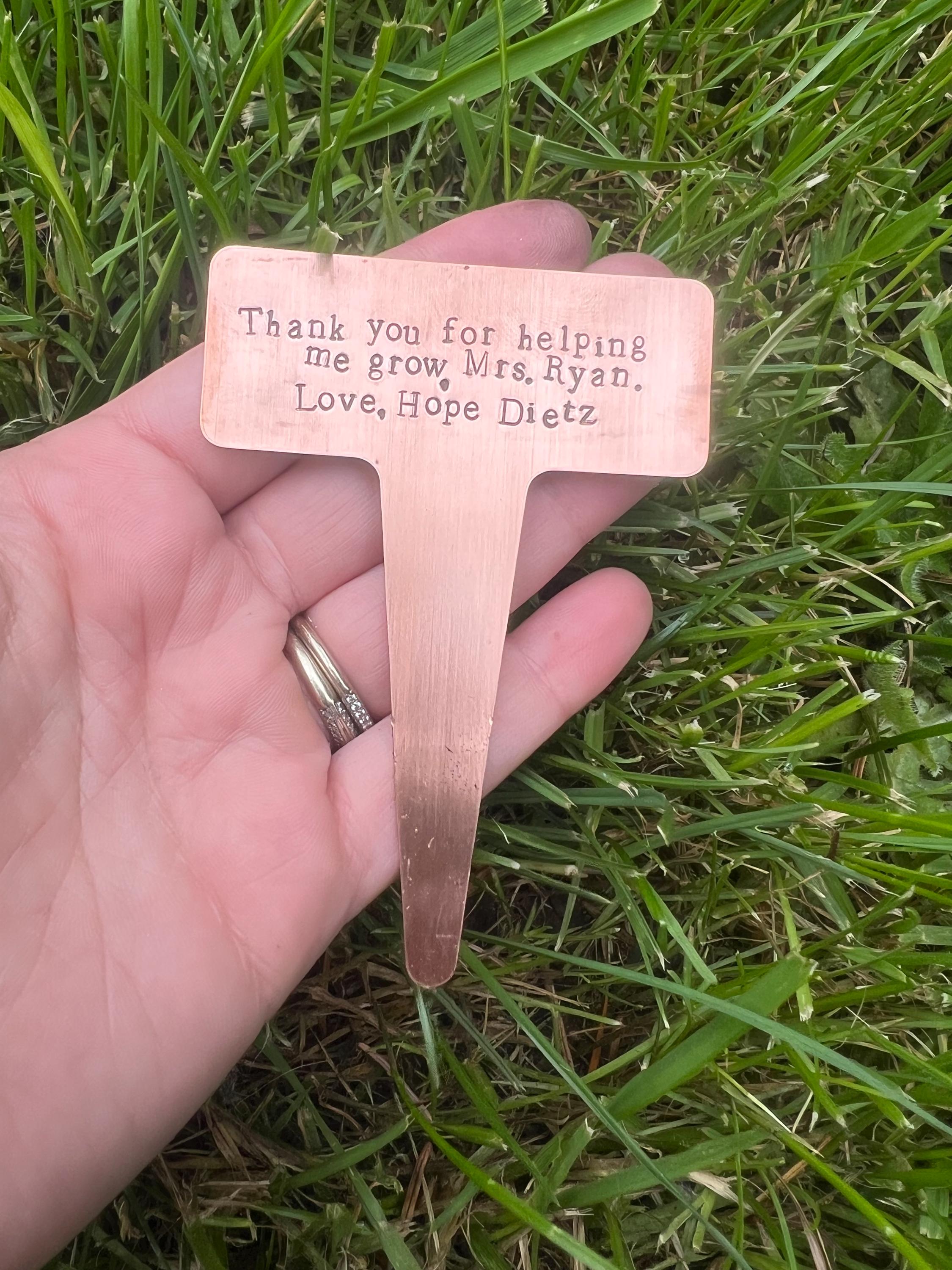 Custom Copper Garden Marker: Hand Stamped Plant Tag, Teacher Gift, view 2