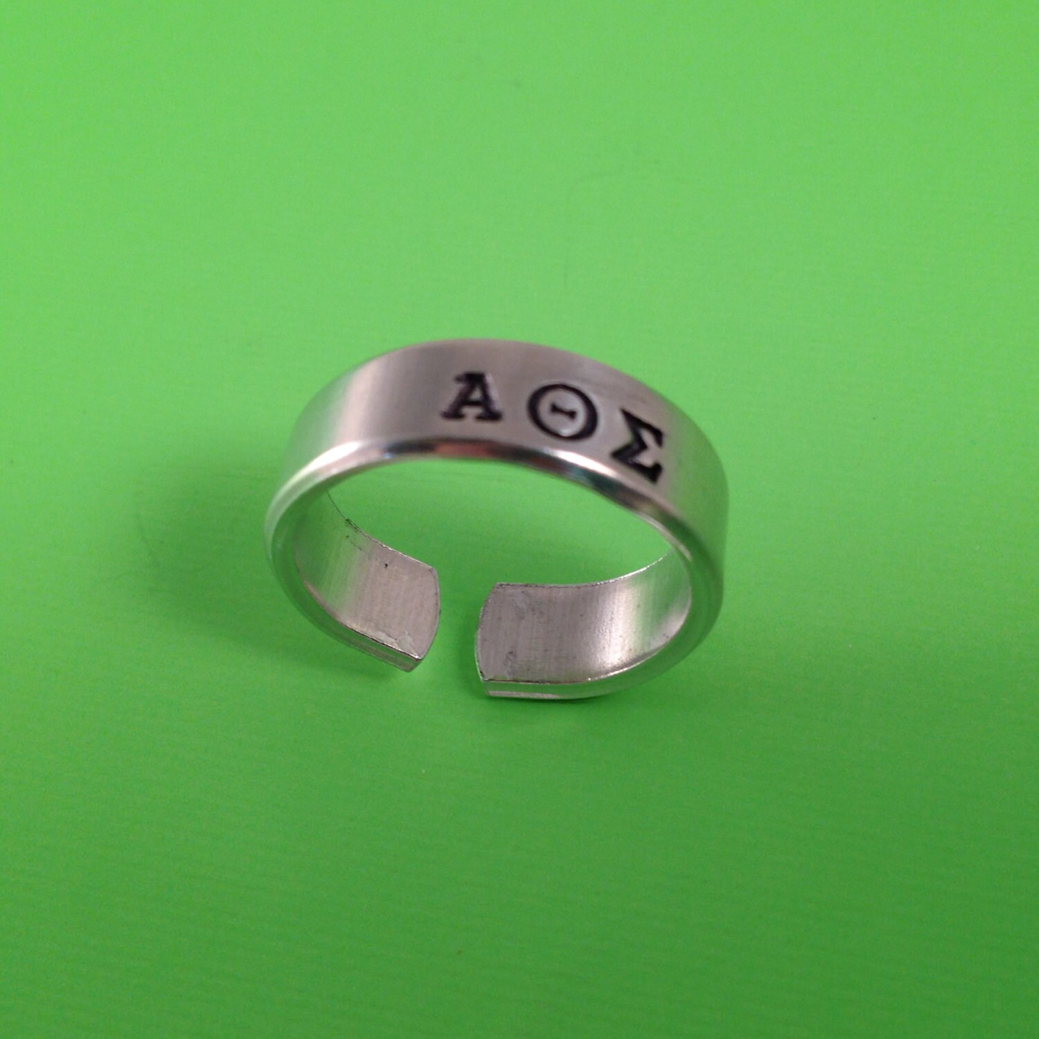 Custom Hand Stamped Aluminum Fraternity or Sorority Skinny Ring- Add the Greek Name, view 3