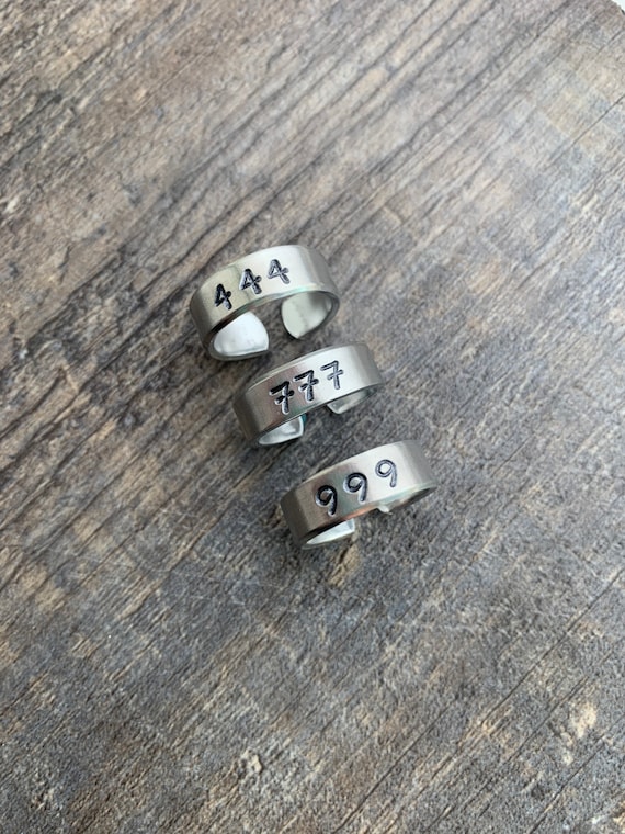 Hand Stamped Angel Number Ring: Numerology Gift