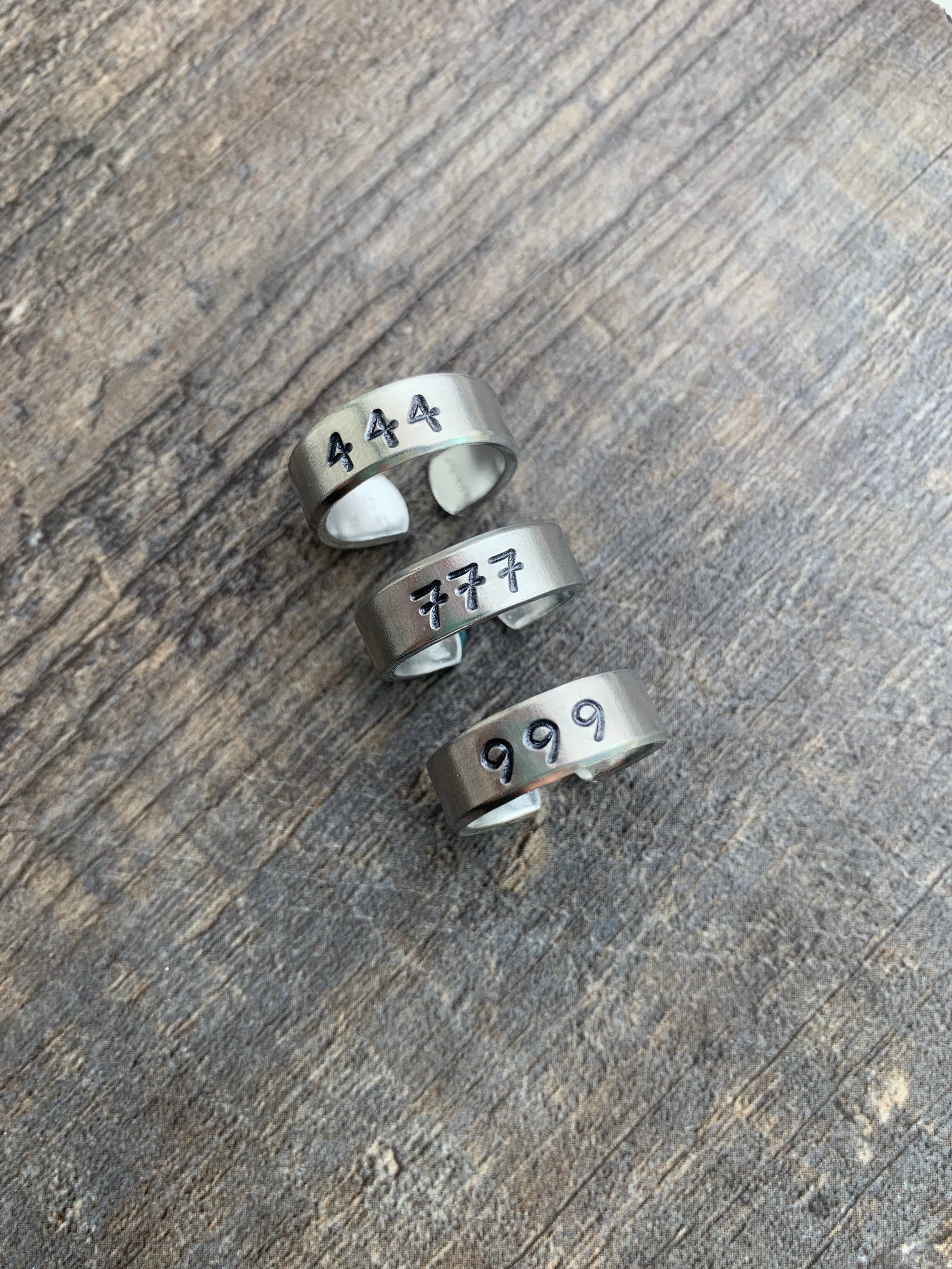 Hand Stamped Angel Number Ring: Numerology Gift