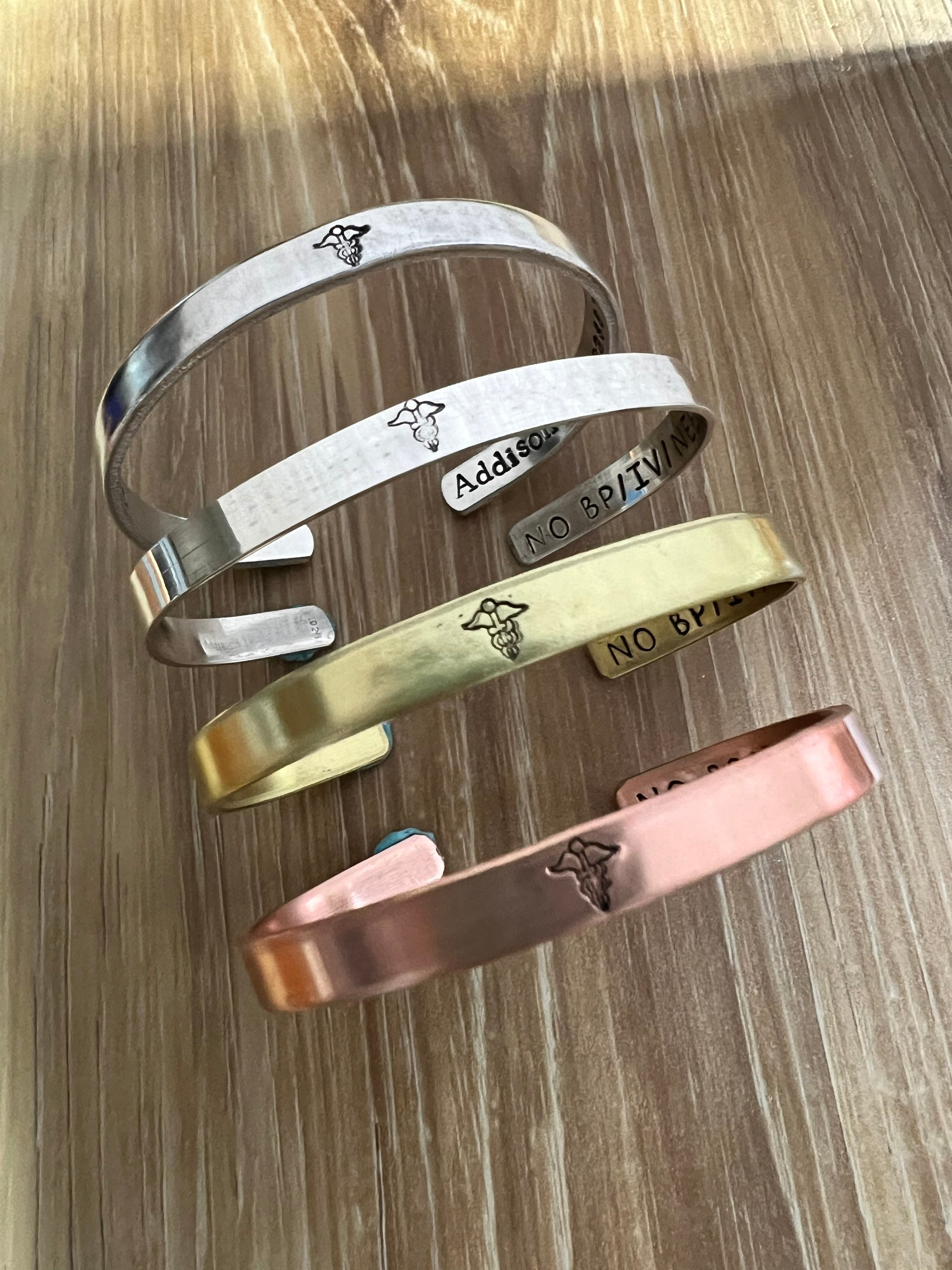 Medical ID Bracelet- Hand Stamped Cuff Bracelet