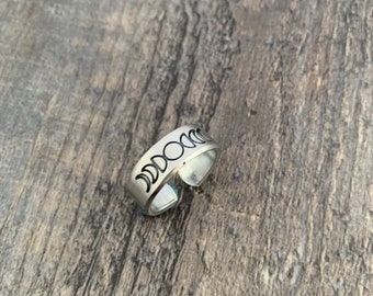 Moon Phase Ring- Hand Stamped Aluminum Ring