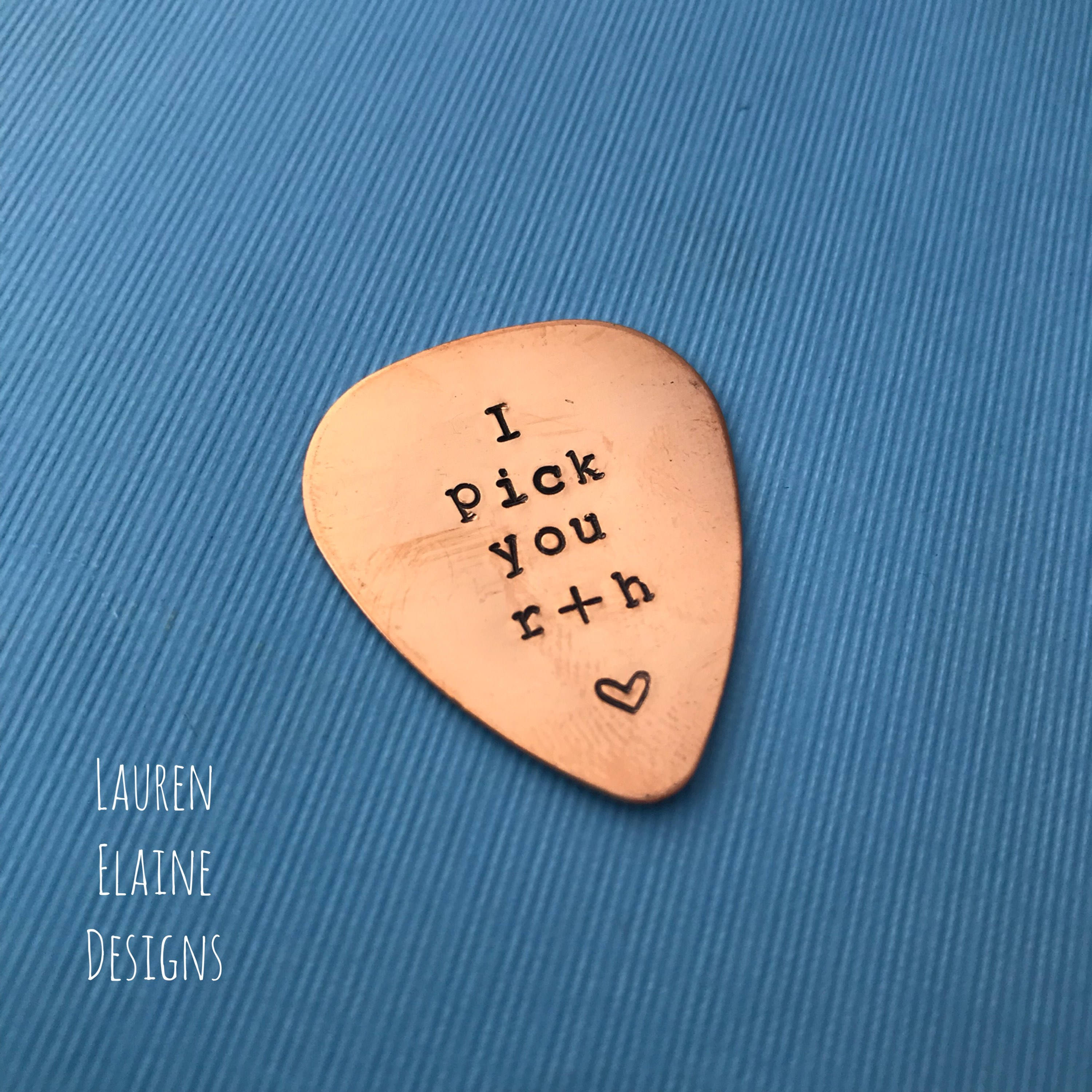 Hand Stamped Guitar Pick: Personalized Musician Gift, view 2