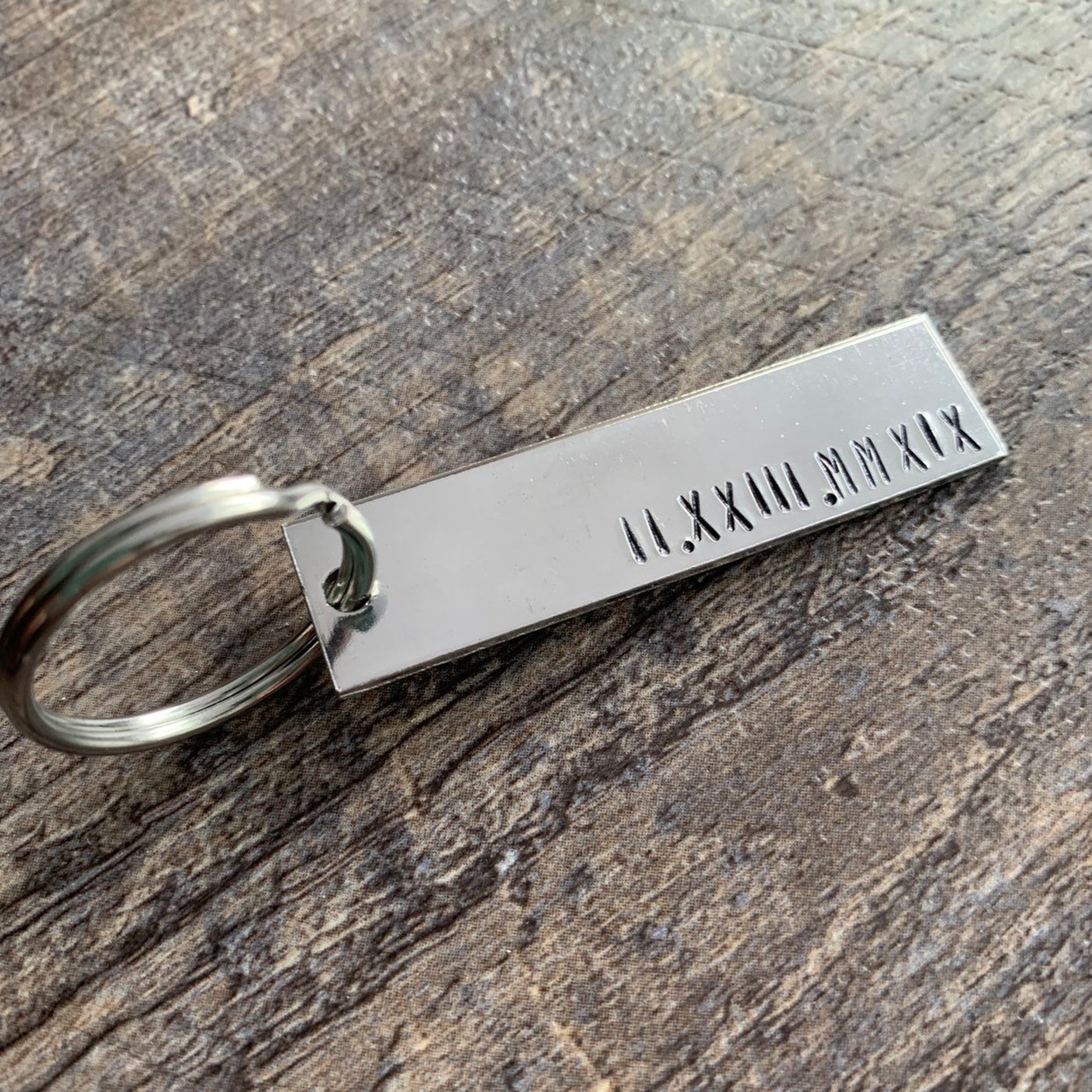 Custom Hand Stamped Roman Numeral Keychain: Personalized Date Gift - Etsy