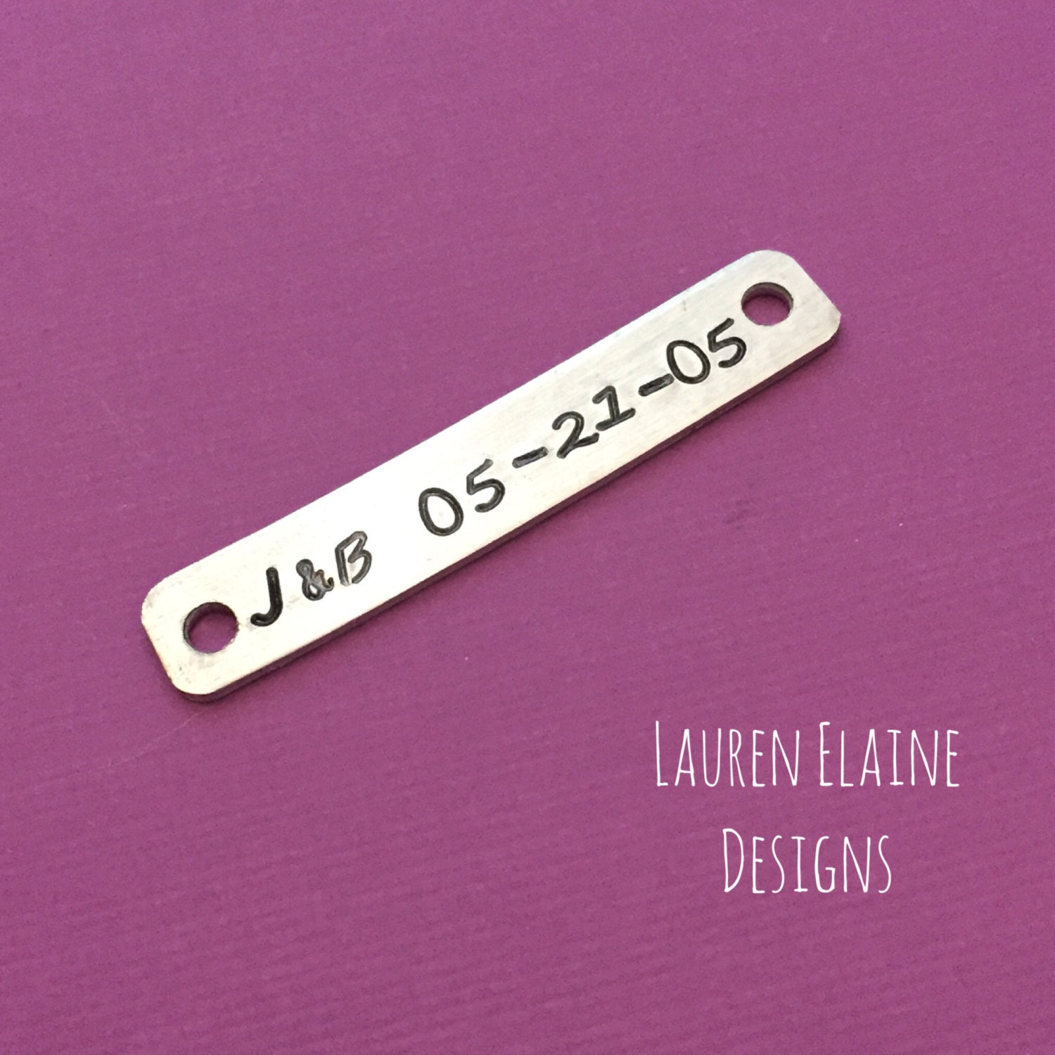 Custom Hand Stamped Metal Bracelet Charm: Personalized Tag, view 3