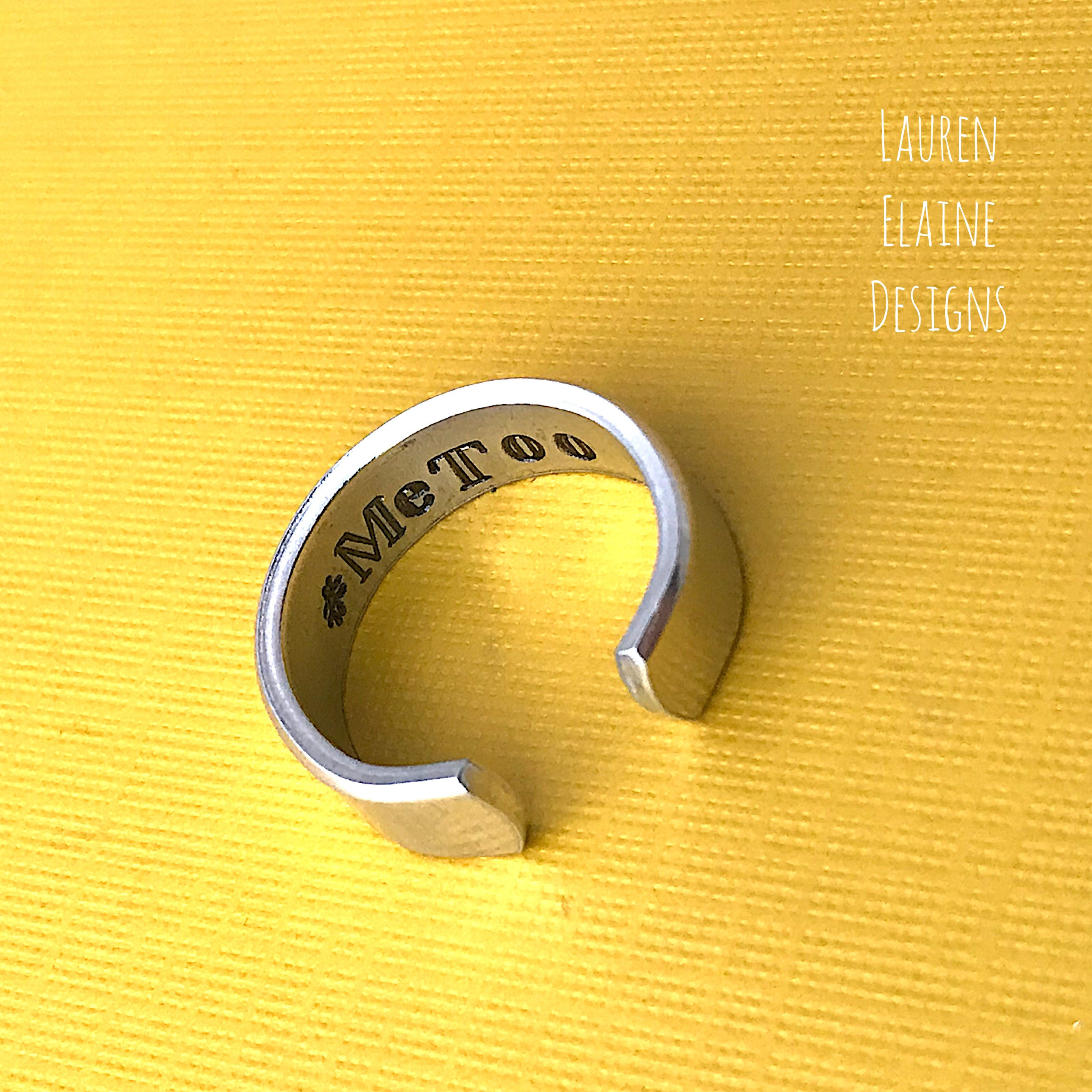 Hidden Me Too/ #MeToo Ring Hand Stamped Aluminum Ring- You Choose the Font, view 2