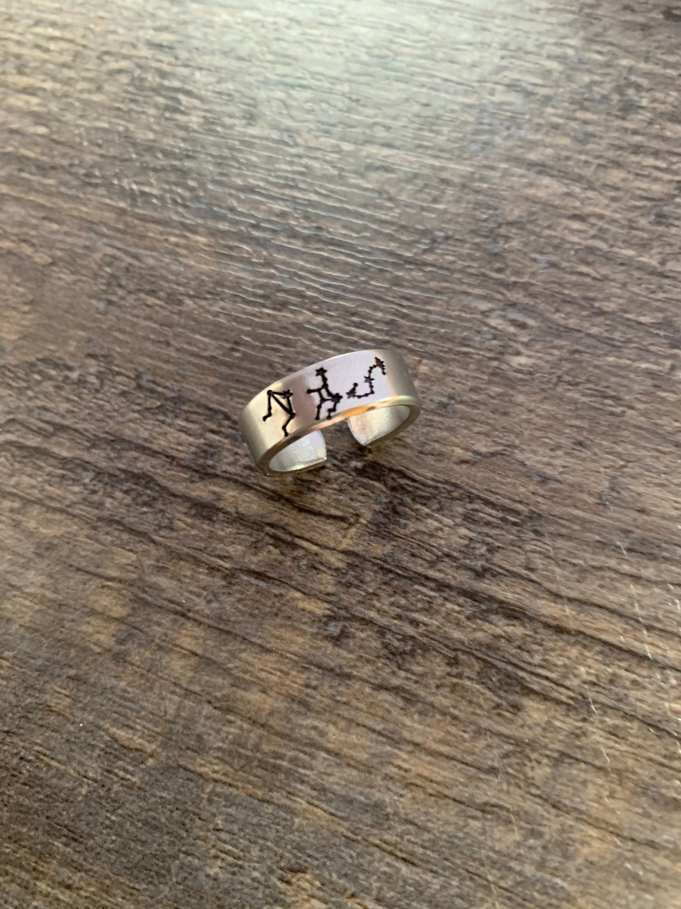 Zodiac Constellation Ring: Sun, Moon & Rising Sign - Aluminum