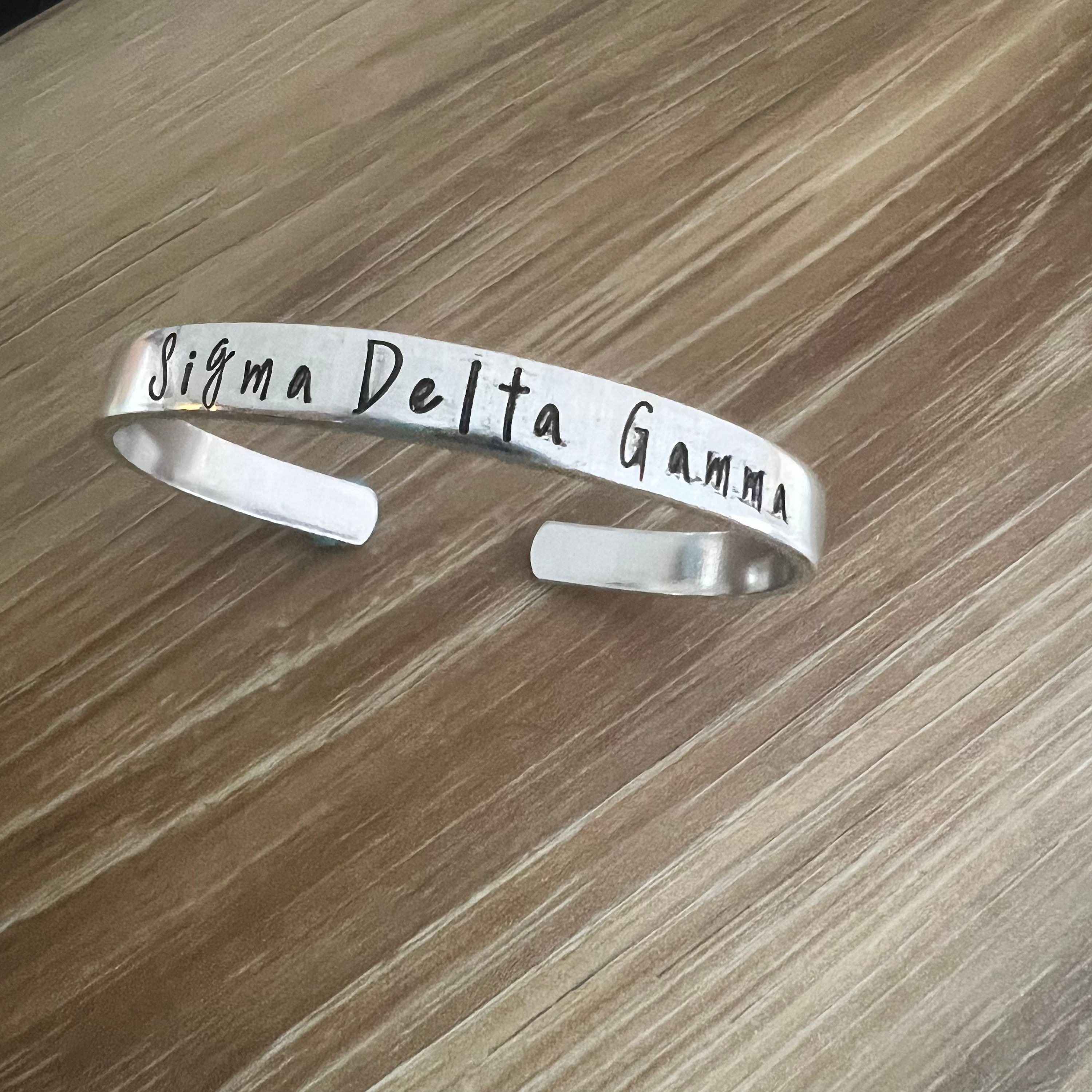 Greek Sorority or Fraternity Hand Stamped Cuff Bracelet, view 3
