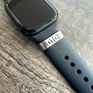 Custom Watch Band Charm Tag -Hand Stamped Smart Watch Band Charm or Tag