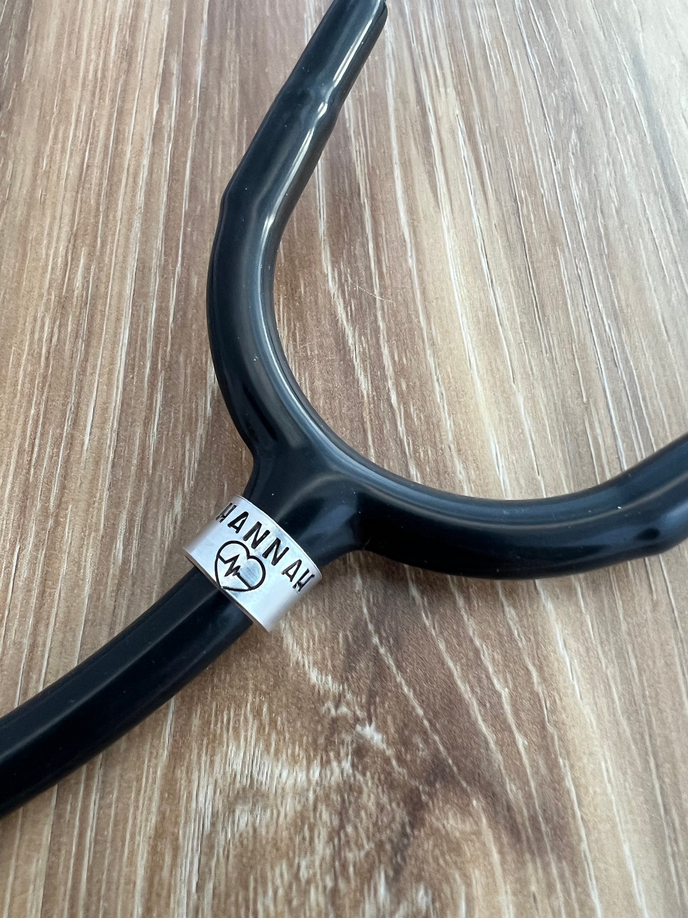 Hand Stamped Custom Stethoscope ID Tag: Aluminum Nurse Gift, view 3