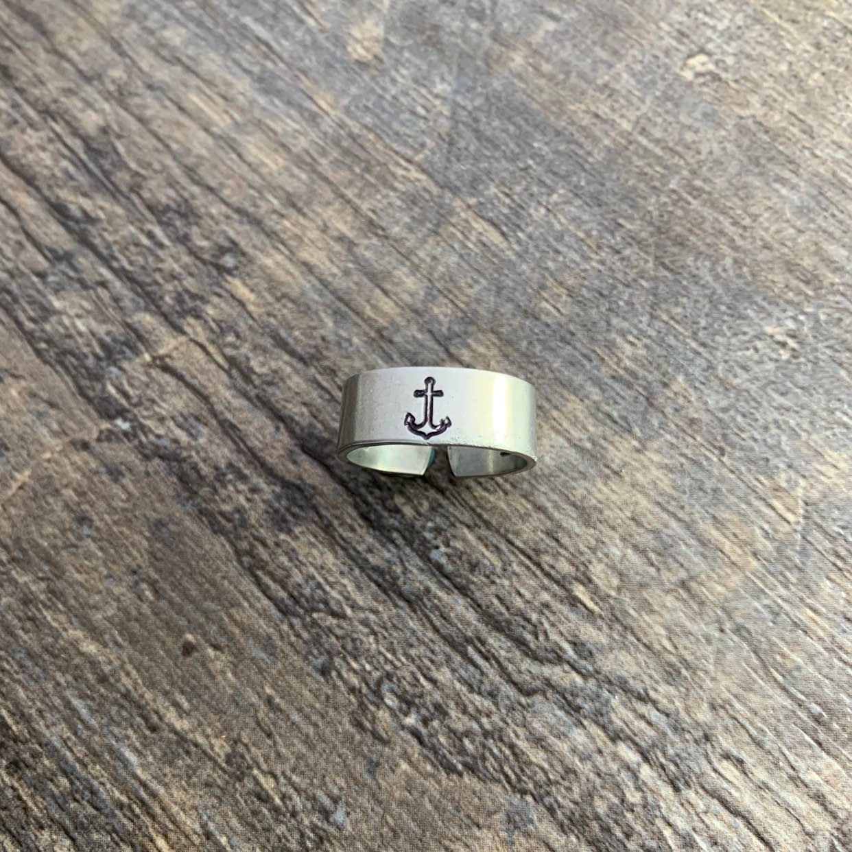Anchor Adjustable Hand Stamped Toe Ring