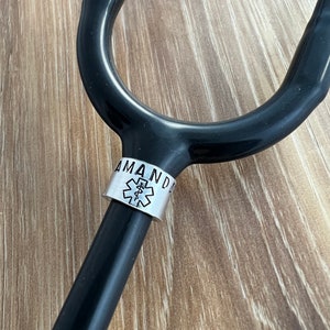Medic Star Name Stethoscope ID Tag- Hand Stamped- Stethoscope Name Tag- Littman Tag- Nurse Gift, EMT Gift, Doctor Gift
