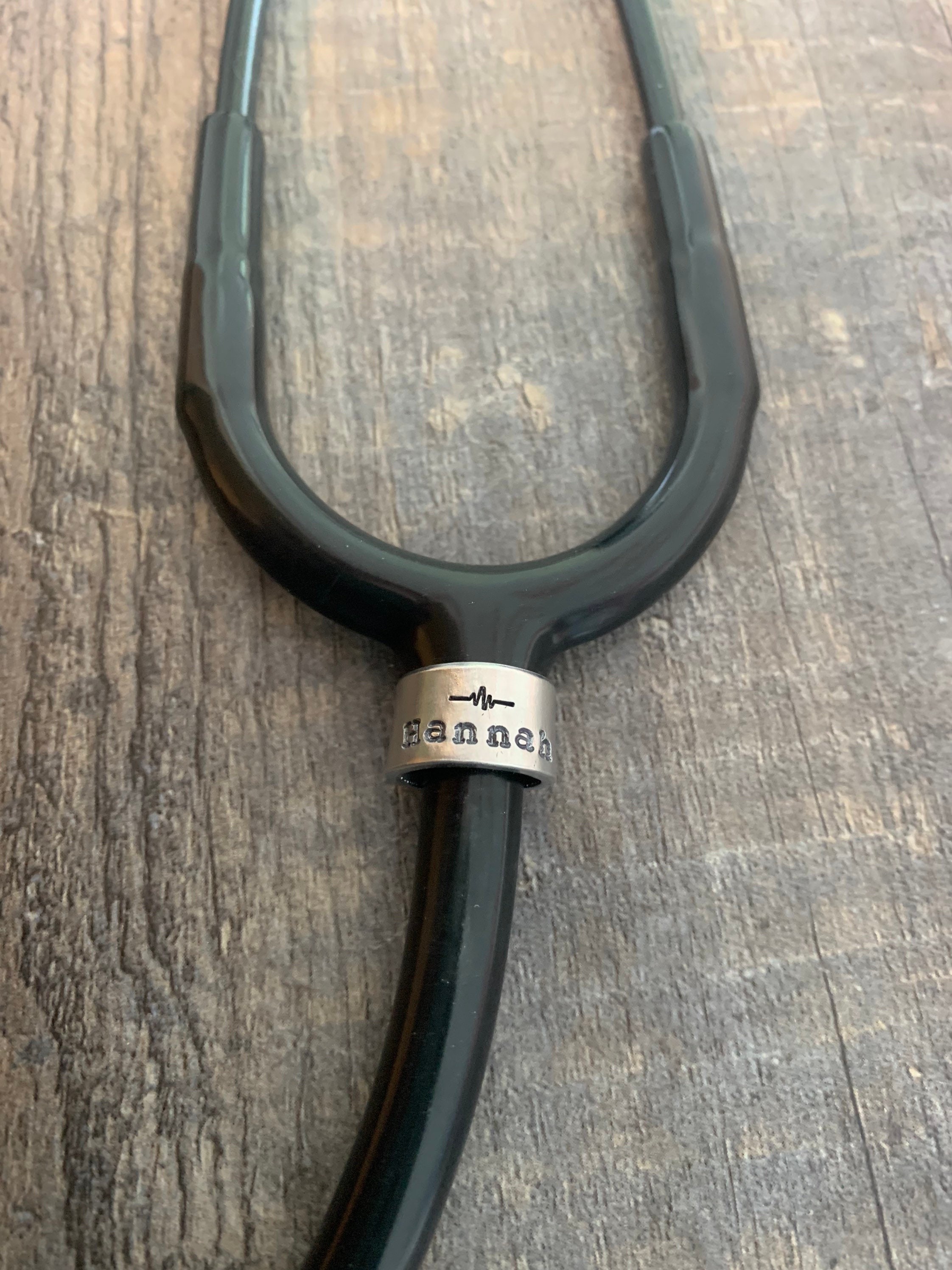 Hand Stamped Stethoscope ID Tag: Personalized Nurse Gift