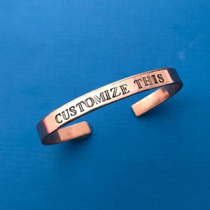Custom Hand Stamped Copper Skinny Bracelet You Personalize Can Have Hidden Message image 3