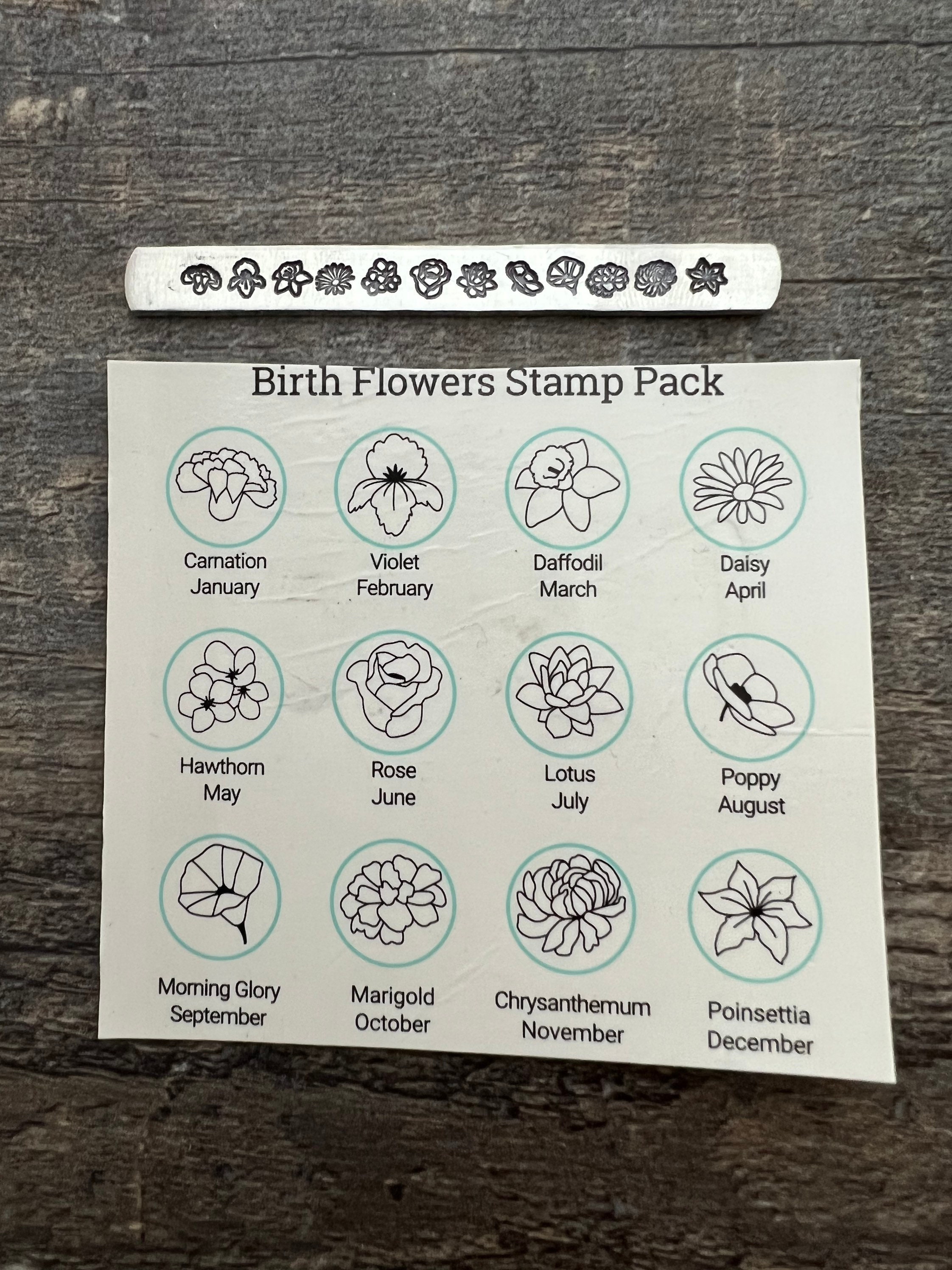 Birth Flower Hand Stamped Skinny Aluminum Ring, view 4