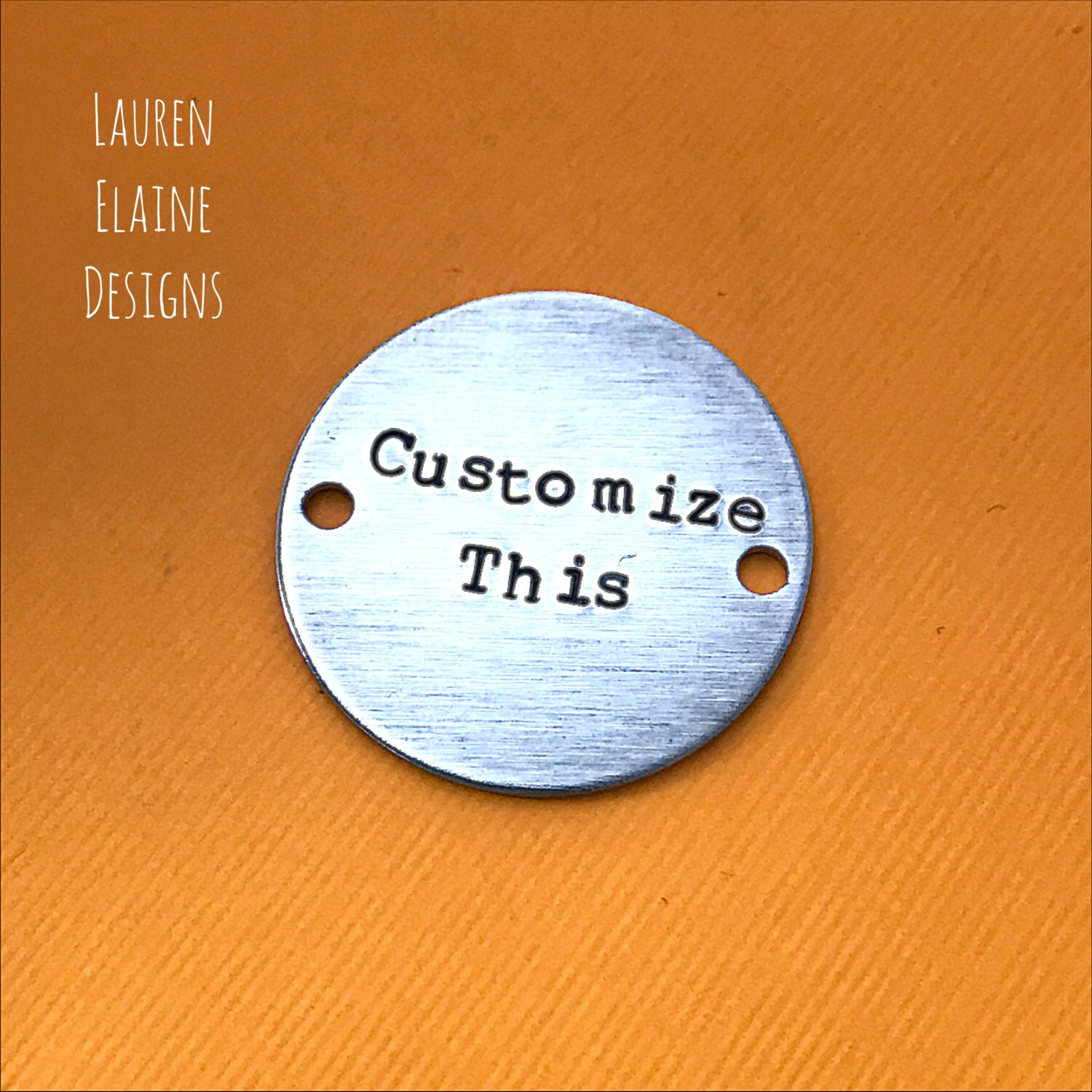 Hand Stamped Custom Bracelet Charm: Brass, Copper, or Aluminum, view 2
