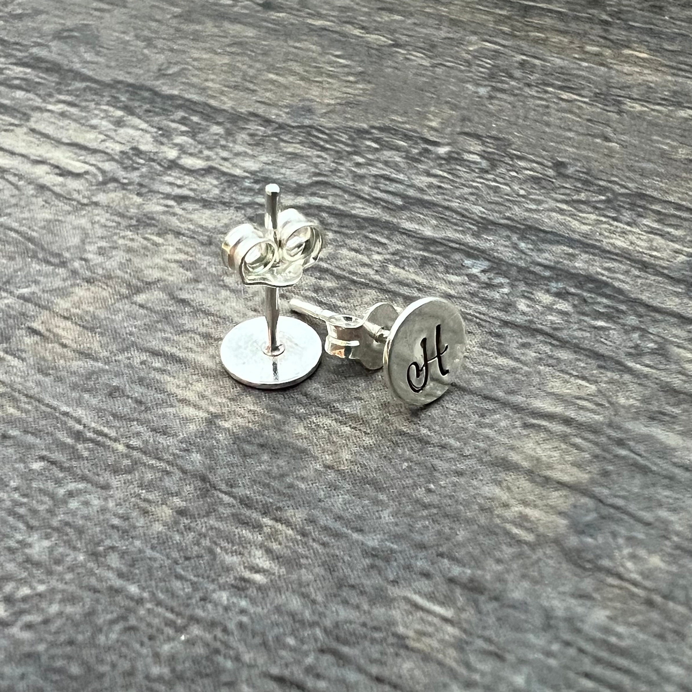 Sterling Silver Initial Stud Earrings, view 2