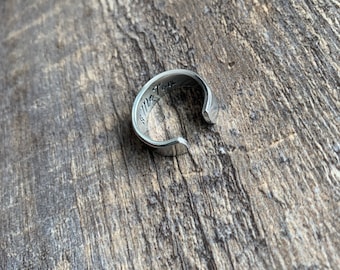 Hidden Me Too/ #MeToo Ring Hand Stamped Aluminum Ring- You Choose the Font
