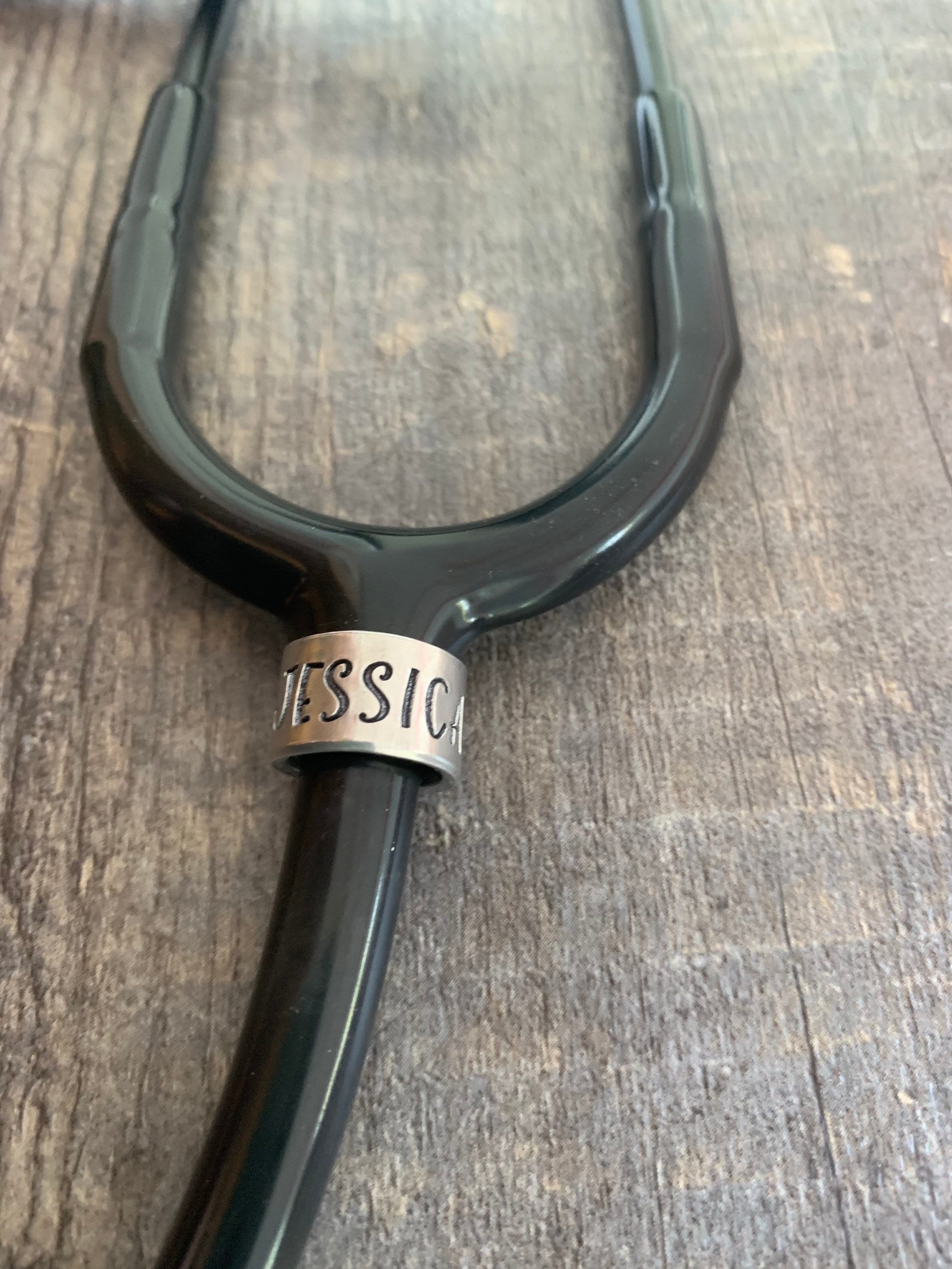 Hand Stamped Custom Name Stethoscope Tag - Aluminum Nurse Gift, view 2