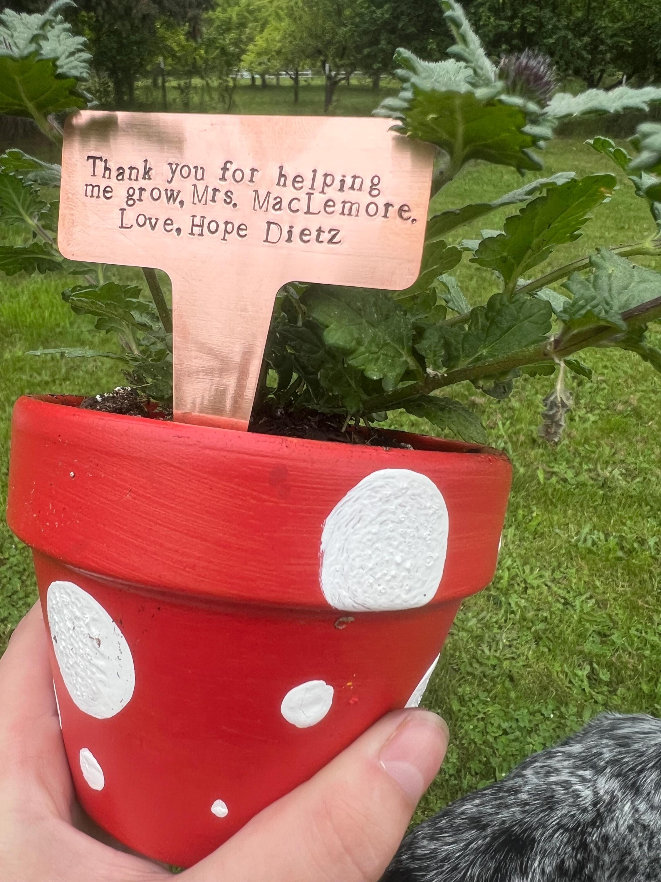 Custom Copper Garden Marker: Hand Stamped Plant Tag, Teacher Gift