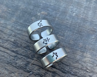 Constellation Zodiac Sign Hand Stamped Ring- Capricorn Aquarius Pisces Aries Taurus Gemini Cancer Leo Virgo Libra Scorpio Sagittarius