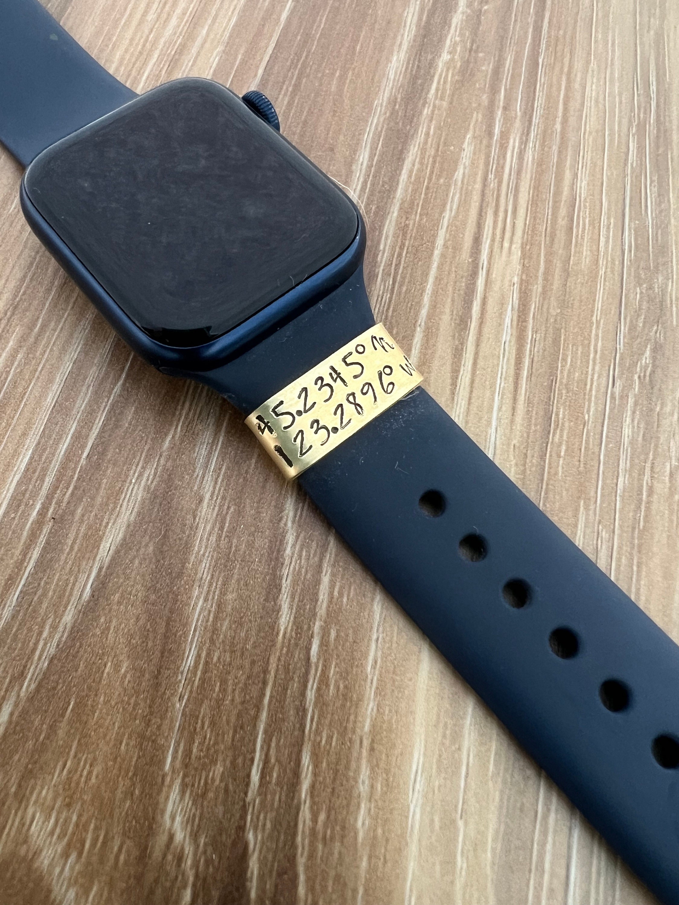 Custom Brass Watch Band Charm: Hand Stamped Personalized Tag, view 2