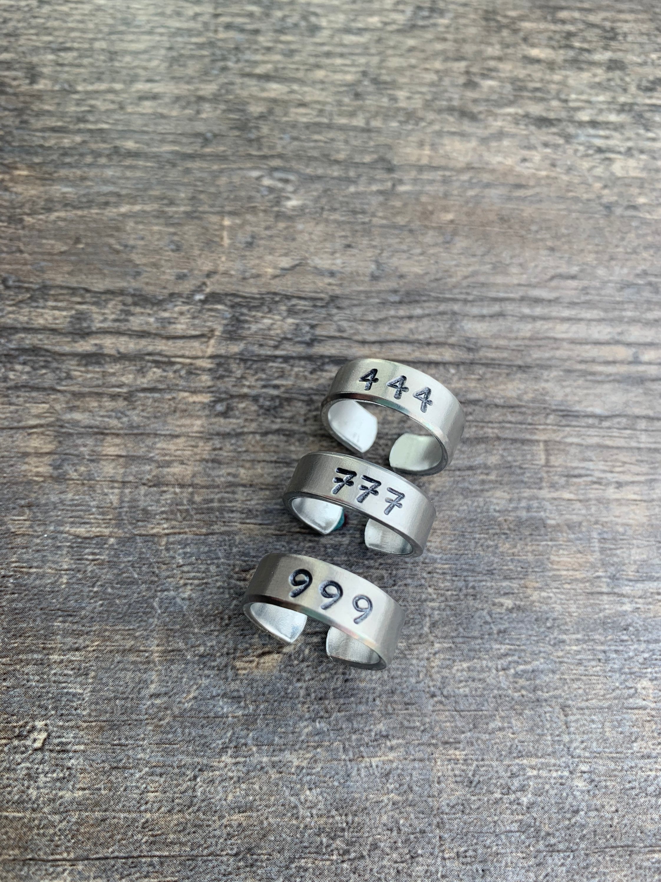 Hand Stamped Angel Number Ring: Numerology Gift, view 2