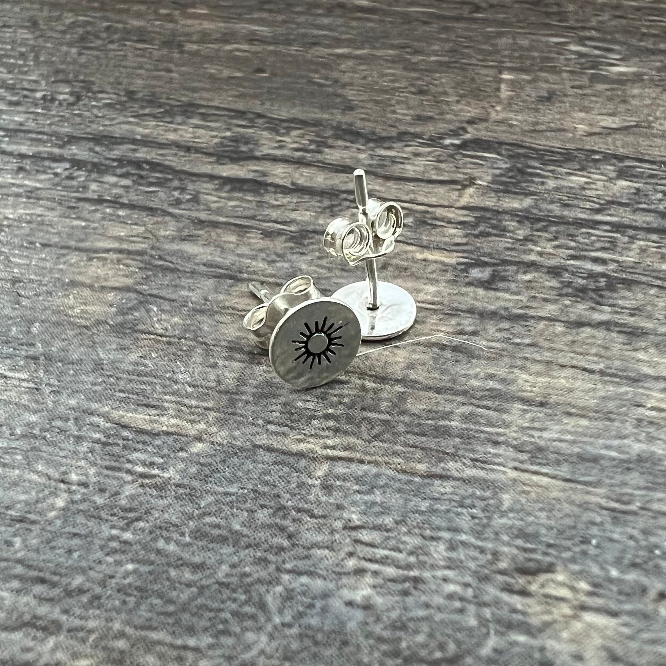 Sun and Moon Sterling Silver Stud Earrings, view 4